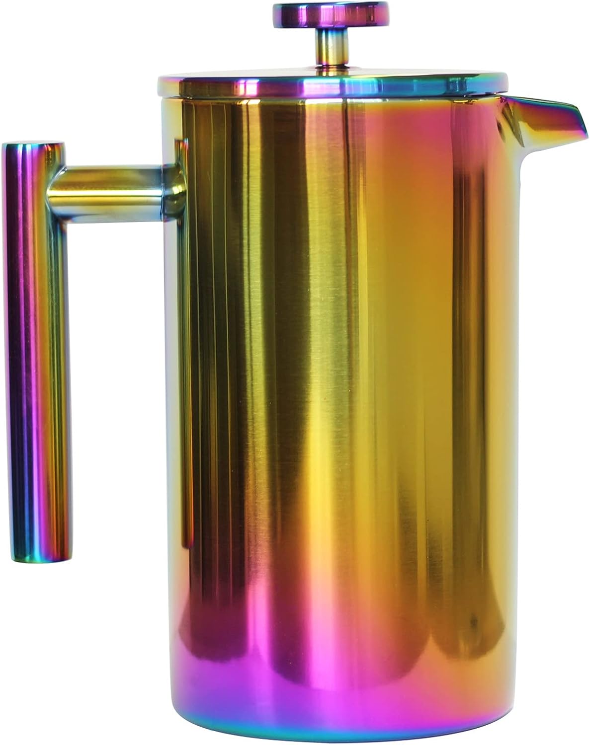 French Press Coffee Maker – Stainless Steel Coffee Maker Double Walled French Press Rainbow 34oz/1L