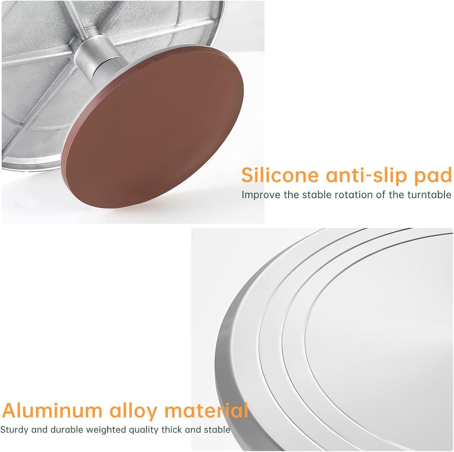 Revolving 12 Inch Round Aluminum Cake Decorating Stand - Turntable, Rotating for Pastries & Decorations