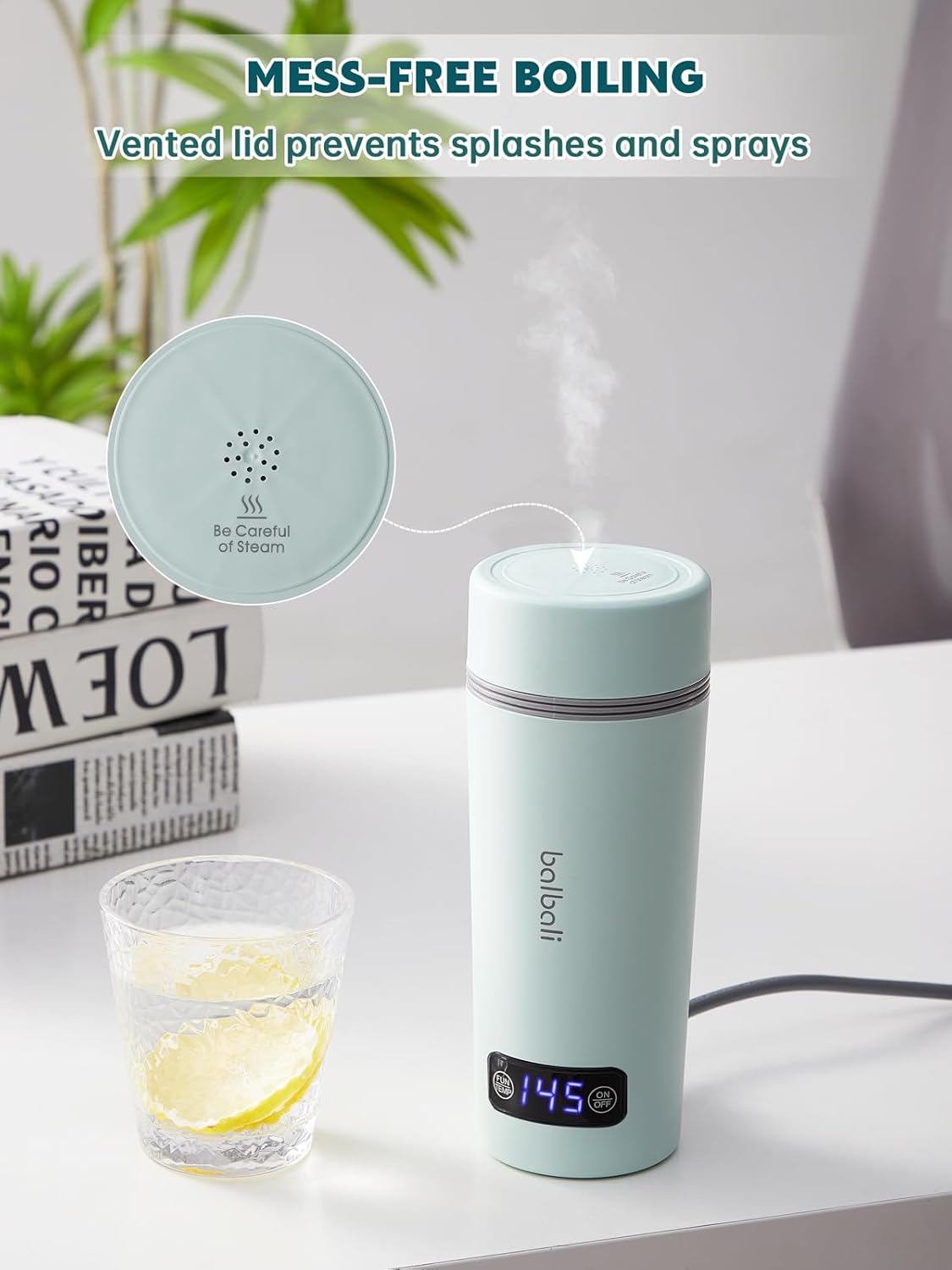 balbali Dual Voltage Travel Kettle 100-250V - 12oz Portable Water Boiler/Warmer/Heater for Boiling Water - 4 Preset Temperature Control Portable Tea Kettle Electric Travel - Green