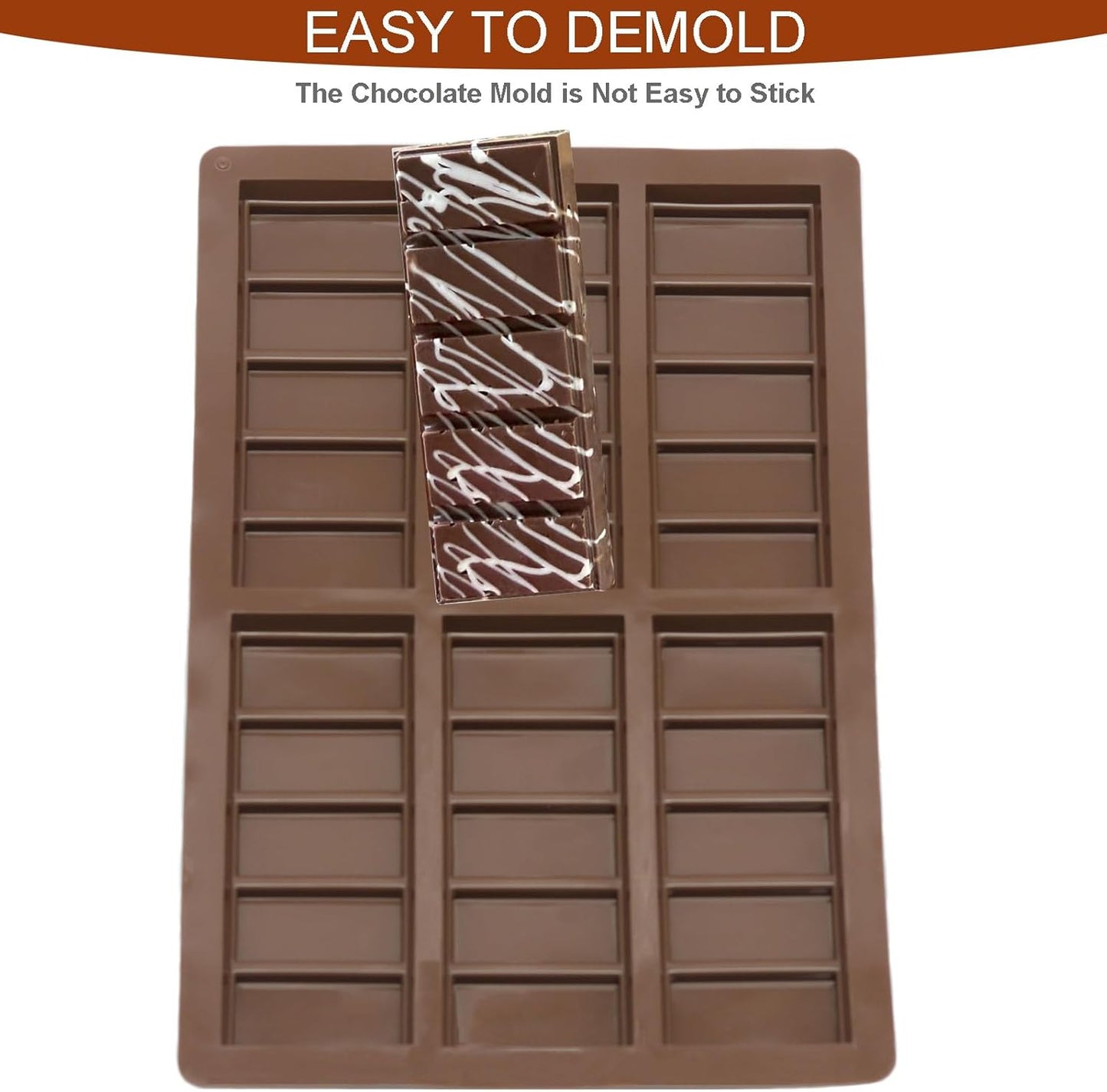 Dubai Chocolate Mold-Non-Stick Chocolate Bar Mold, Food Grade Silicone Deep Mold for Chocolate Stuffed Bar,Candy, Snacks,DIY Treats & Homemade Gifts (5 Snap)