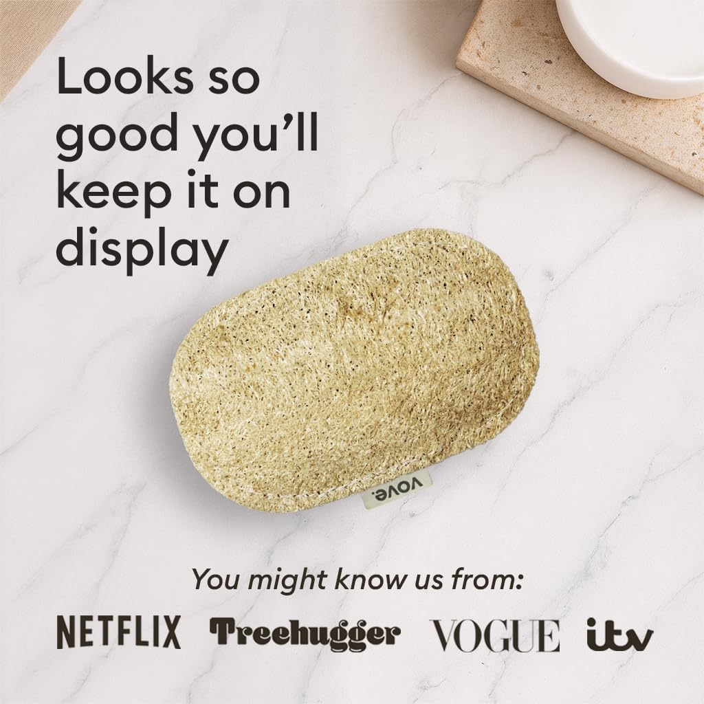 Vove Scrub Sponges 4 Pack, Cellulose & Cotton with Natural Loofah, Eco-Friendly Loofah Dish & Kitchen Sponges, Bathroom Scrubbing Pads, FSC-Certified Packaging