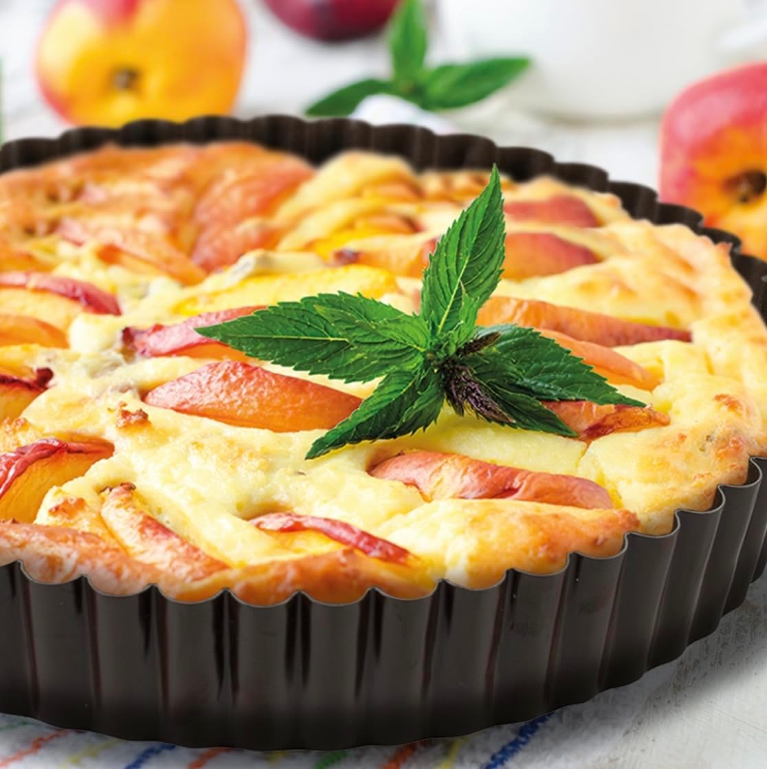 GOBEL - Non-Stick Round Fluted Tart Mold / Quiche Pan with Removable Bottom - 10 1/4"