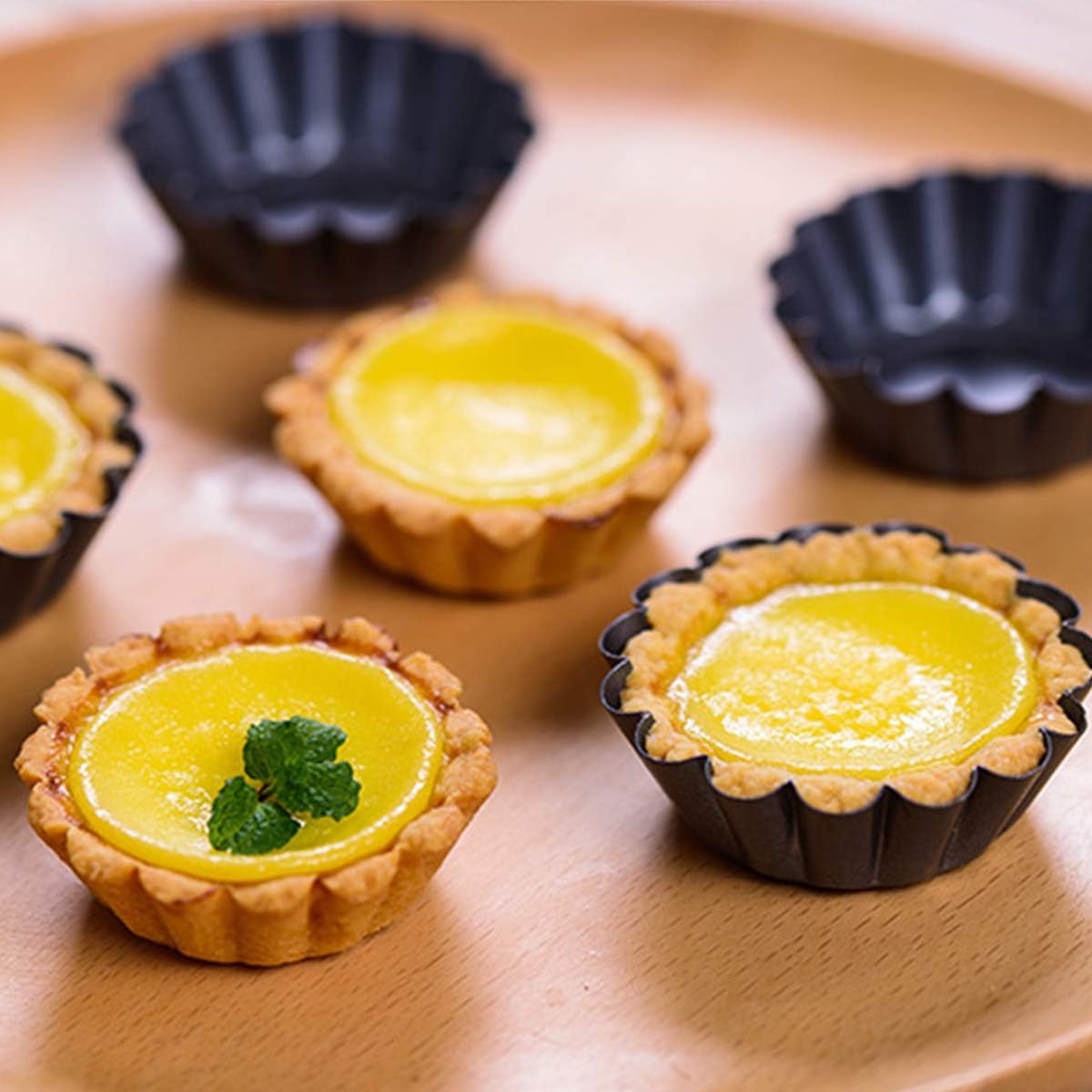 12 Packs Egg Tart Mold, Size 2.6 x 0.9inch, Cupcake Cake Muffin Mold Tin Pan Baking Tool, Carbon Steel