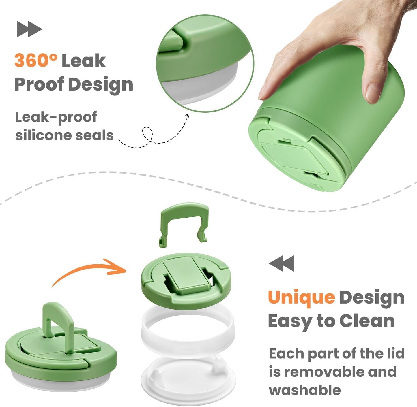 20oz Insulated Vacuum Food Jar with Buckle Lid,Soup Thermo for Hot Food Kids,Wide Mouth Leakproof Stainless Steel Lunch Container with Spoon-Green