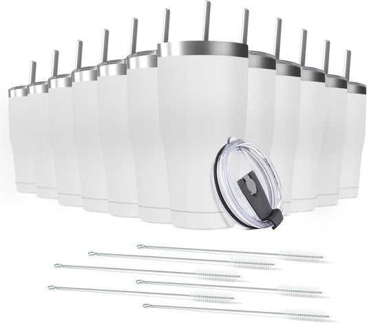 12 Pack 20oz Stainless Steel Tumblers Bulk Reusable Travel Mugs with Lid, Double Wall Powder Coated Coffe Cup for Home, Office, Outdoor Suitable for Vehicle Cup Holders