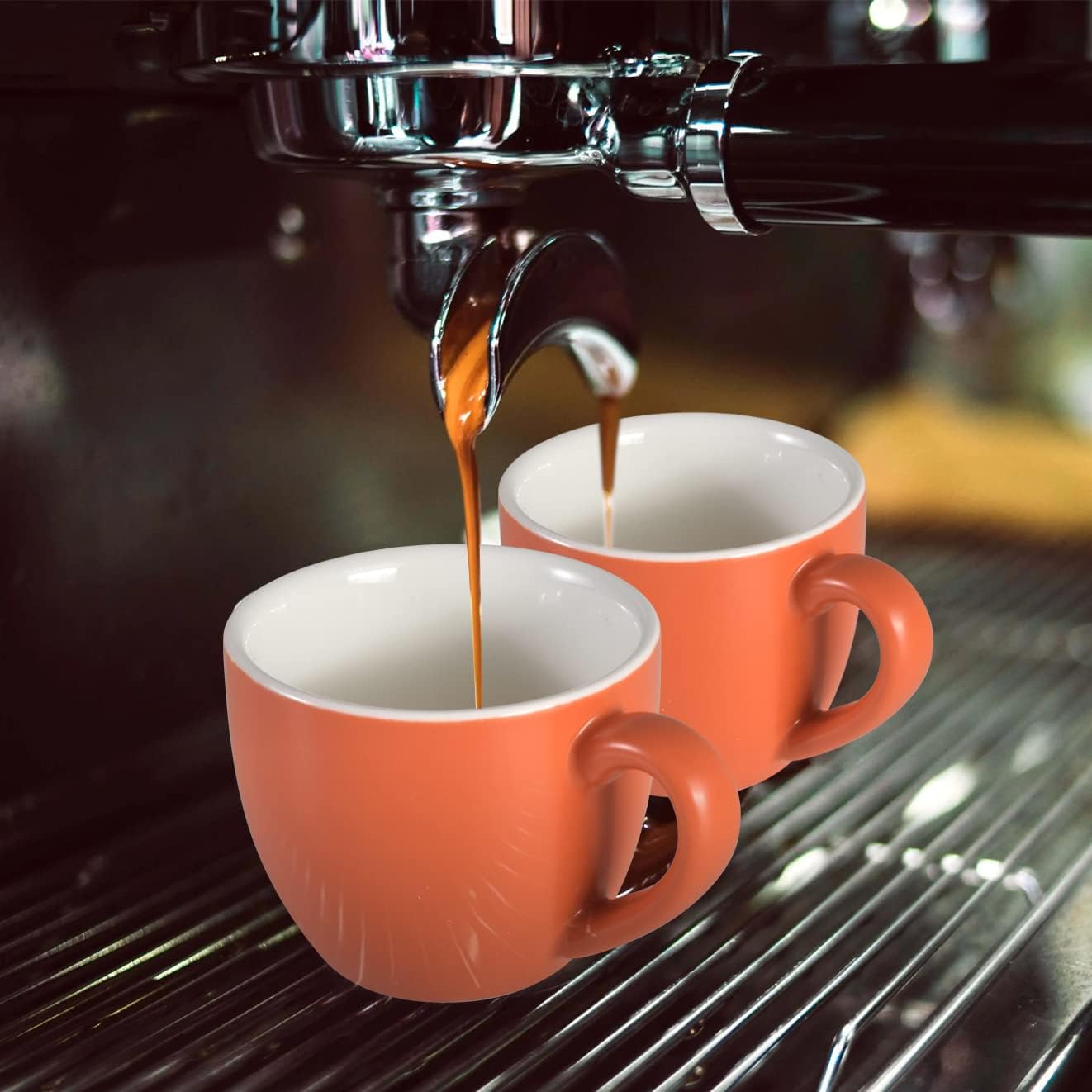 homEdge Mini Procelain Espresso Cup, 3 Ounces / 90 ml Tiny Coffee Mugs Demitasse for Espresso, Tea- Orange