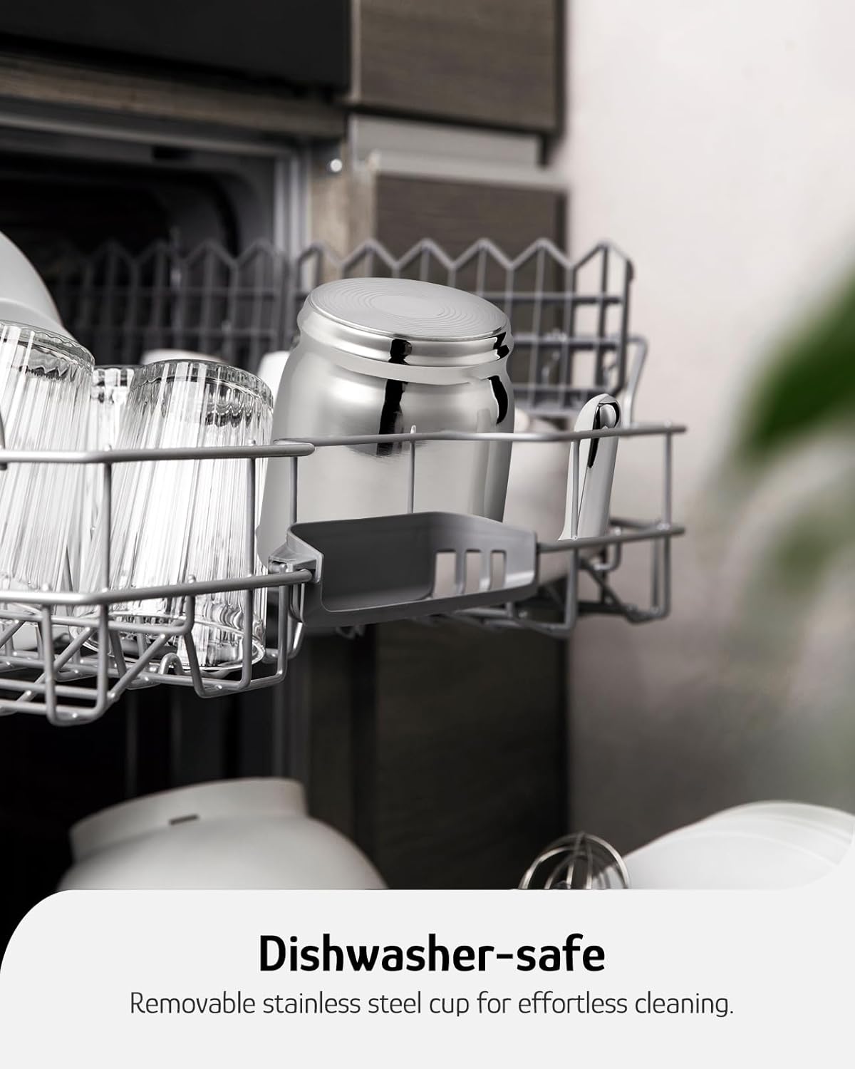 Hazel Quinn Milk Frother - Hot and Cold Detachable Milk Frother with Adjustable Temperature & Foam Thickness, Dishwasher Safe, for Latte/Cappuccino/Hot Chocolate, 400ML (13.5oz) - Pearl White