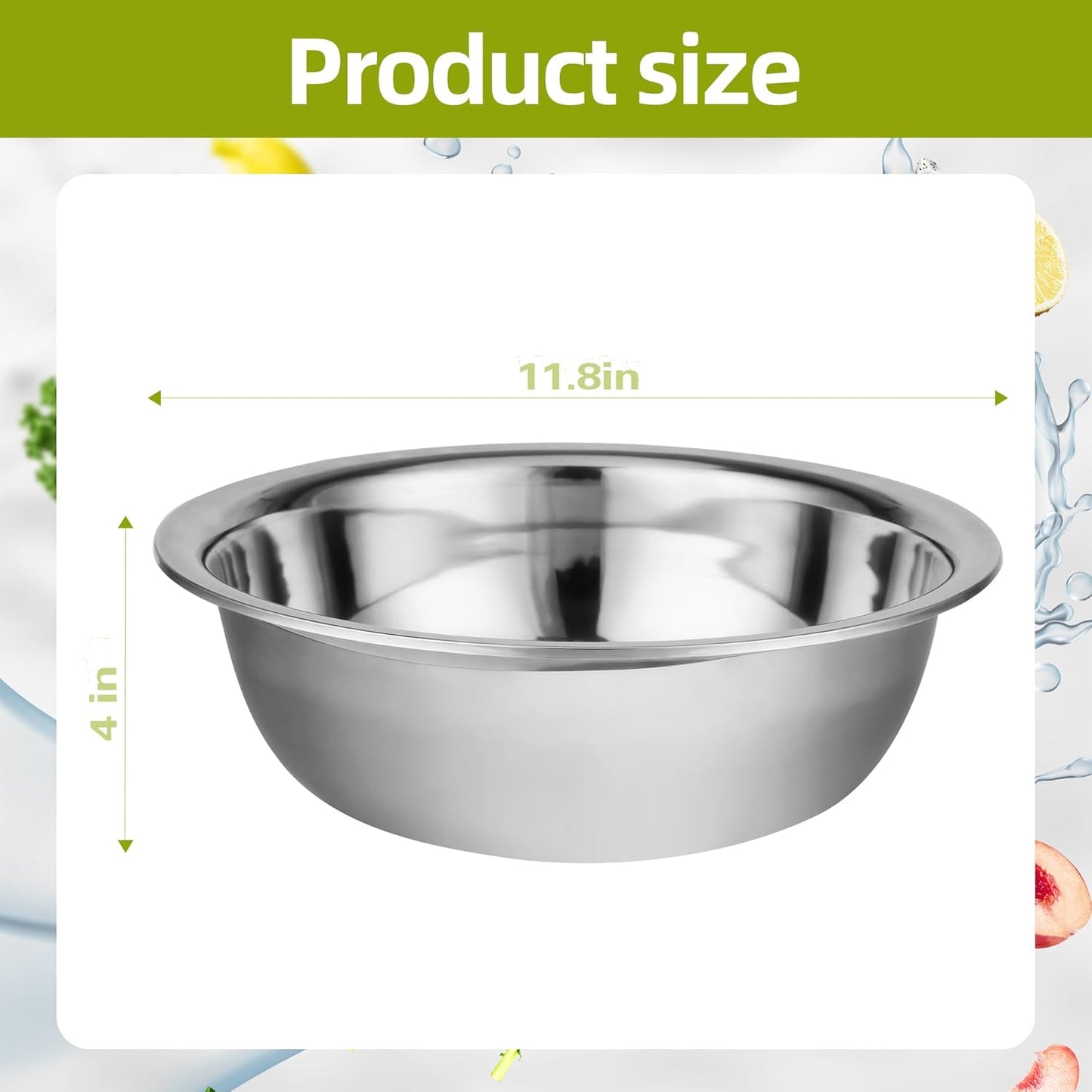 12 Pack 11.8 x 4 Inch Stainless Steel Mixing Bowls for Bulk Food Prep with Nesting Design for Hotel Restaurant and Home Kitchen Cooking in Silver