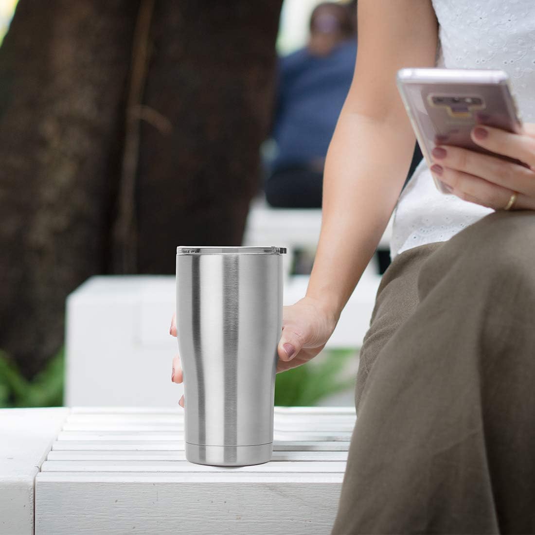 DOMICARE 20oz Tumbler with Lid Stainless Steel Tumblers Bulk, Double Wall Vacuum Insulated Coffee Travel Mug, Stainless Steel