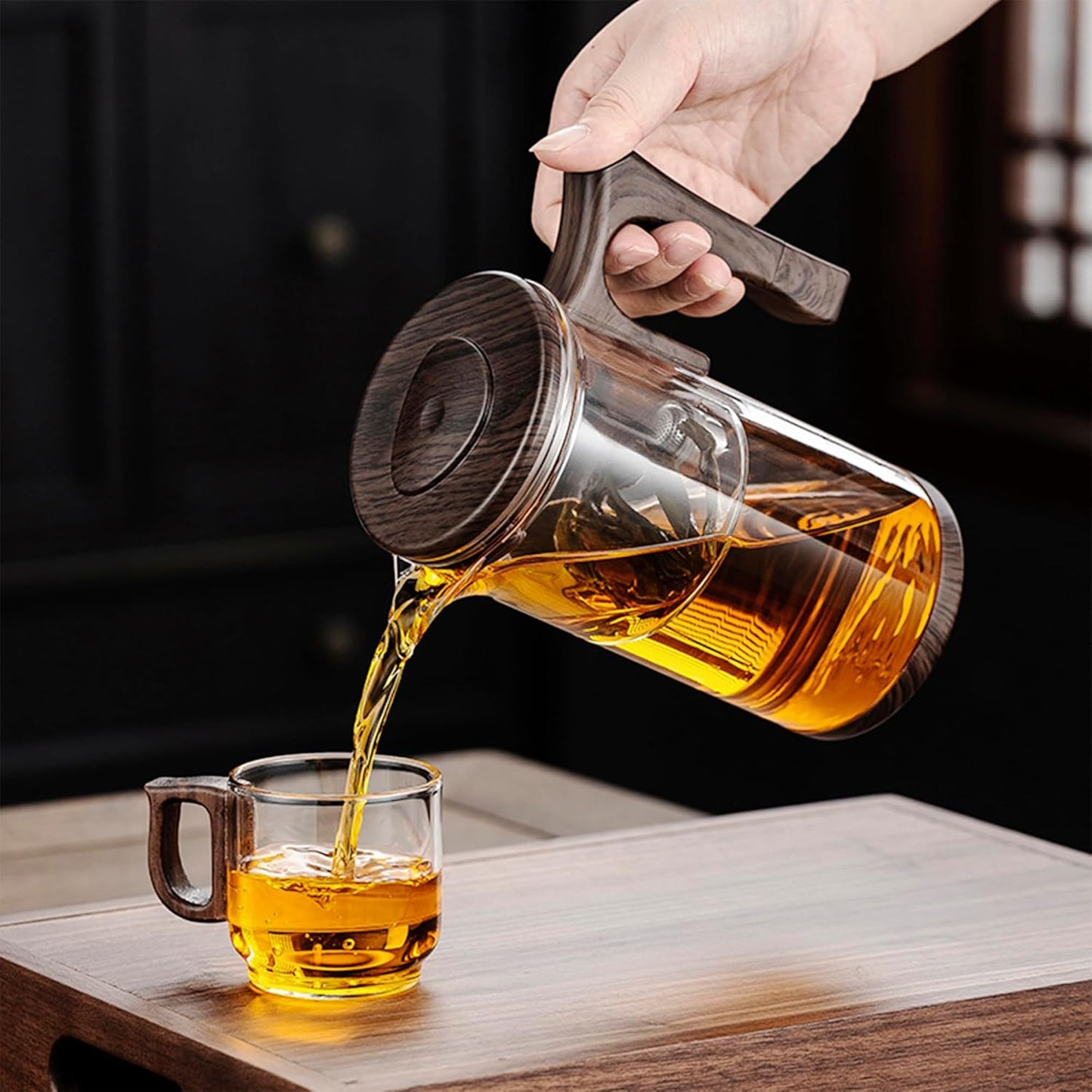 Enchanti Tea Pot - 750ml/25.4oz Magic Witchcraft Enchanted Glass Teapot with Strainer Loose Leaf Tea Innovative Water Separation Magnetic Teapot,Borosilicate Glass Tea Infuser Elegant Gift Packaging