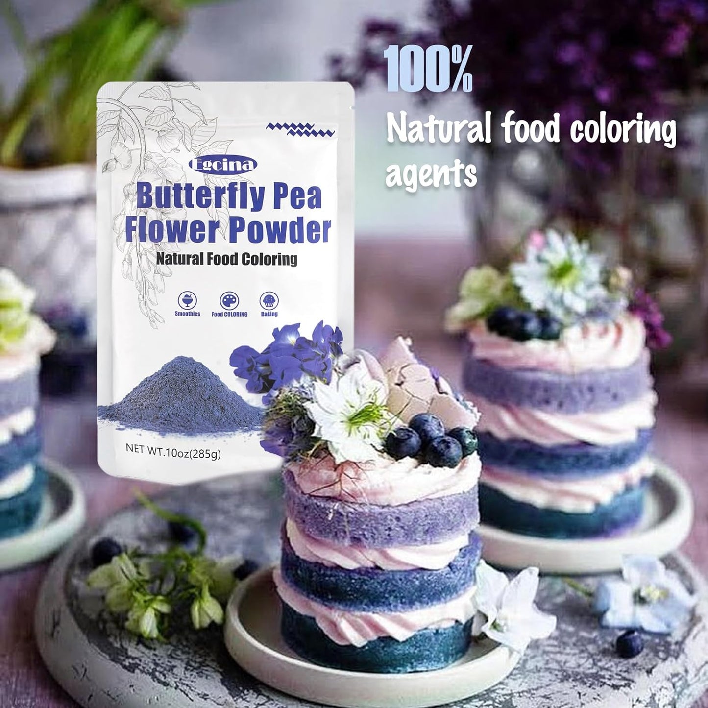 10oz Butterfly Pea Flower Powder - Natural Blue Butterfly Pea Flower Tea | Blue Matcha Powder for Natural Coloring, Food, and Tea | without caffeine | No Additives | purely plant