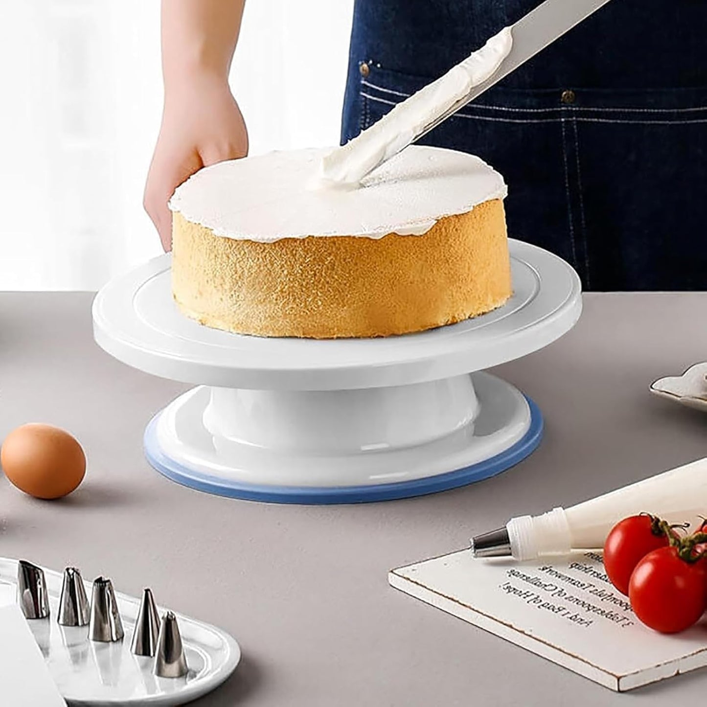 Cake Decorating Turntable 11 Inch Cake Turntable Anti-Slip Rotating Cake Stand for Decorating(1pcs Pink)