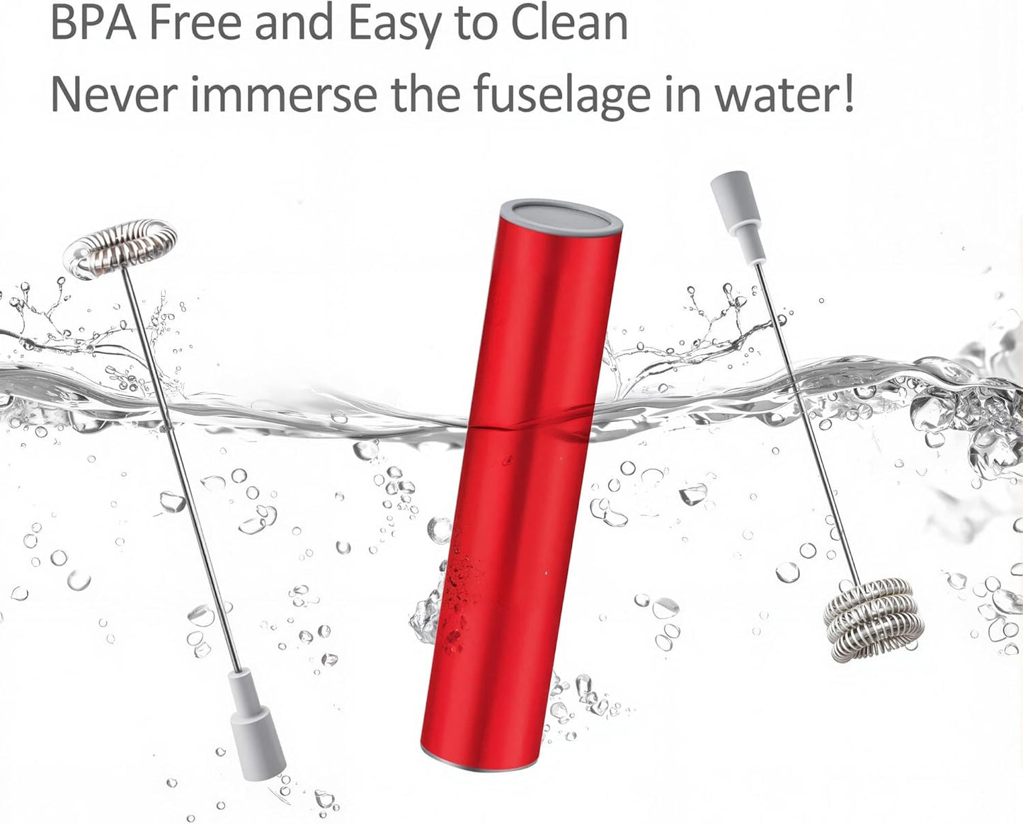 Milk Frother Handheld, Battery Operated Coffee Foamer Drink Mixer with 2 Stainless Steel Electric Whisks for Coffee, Latte, Cappuccino, Hot Chocolate, Protein, Batteries Included, Ruby Red