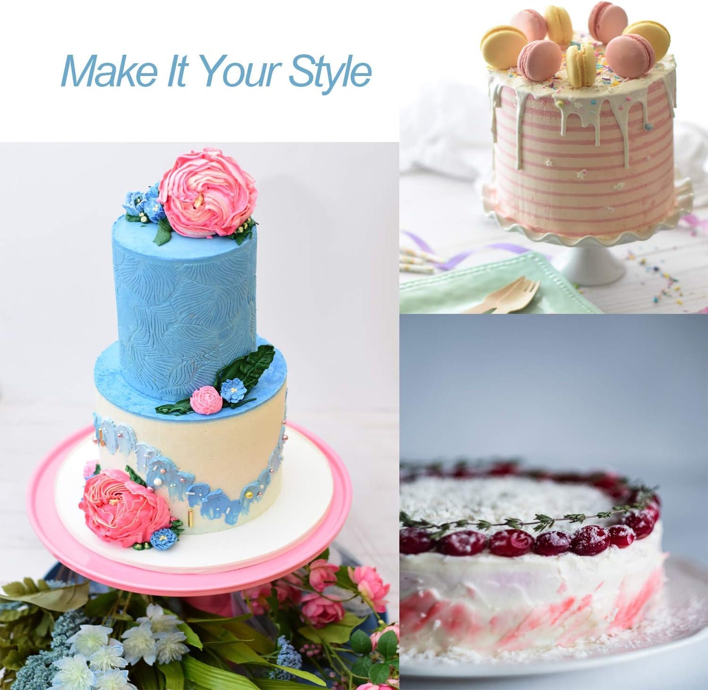 4PCS Cake Decorating Icing Spatula set with 4, 6, 8 & 10 Inch Stainless Steel Blade, Wood Handle Frosting Spatulas and Cake Stripping Tool (Straight Spatulas 4, 6, 8 & 10 Inch)