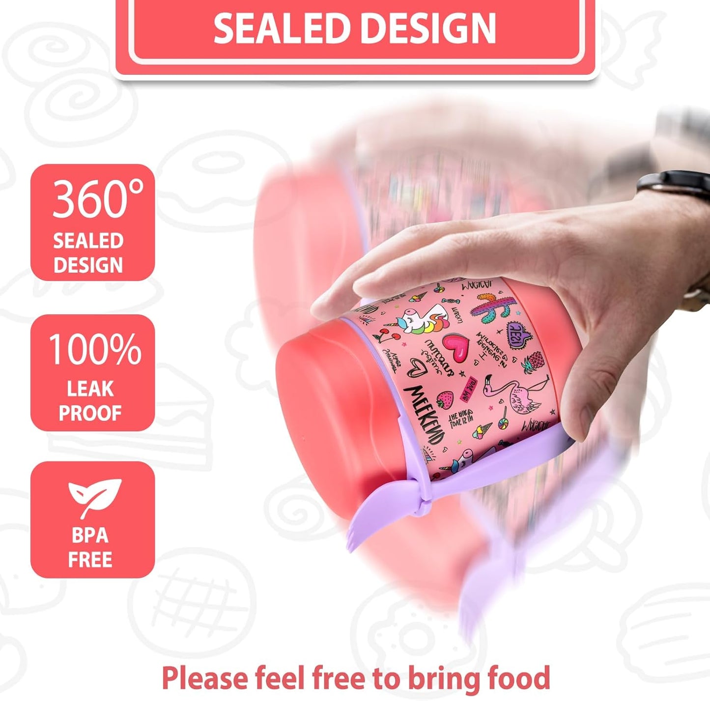 10oz Soup Thermo for Hot Food Kids,Lunch Thermo Kids Food Jar with Spoon Hot Insulated Food Containers,Leak Proof Stainless Steel Wide Mouth Lunch Food Thermo Jar for School(Pink-Flamingo)