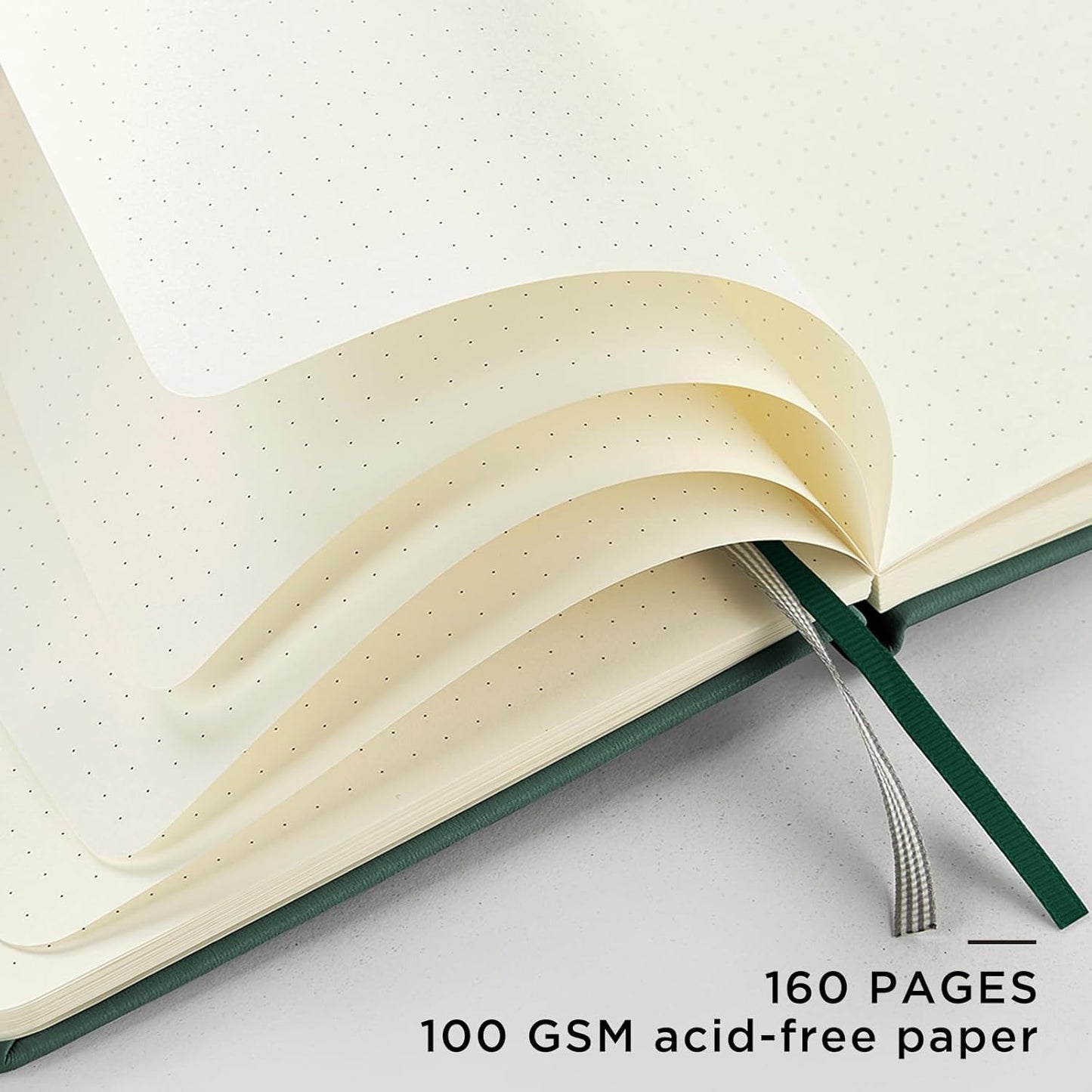 &And Per Se Dotted Journal Notebook, A5 Hardcover Leather Bullet Dotted Journal, 160 Pages 100 gsm Thick Dotted Paper,3 Sheets of Stickers Included - 5.7'' x 8''(Green)