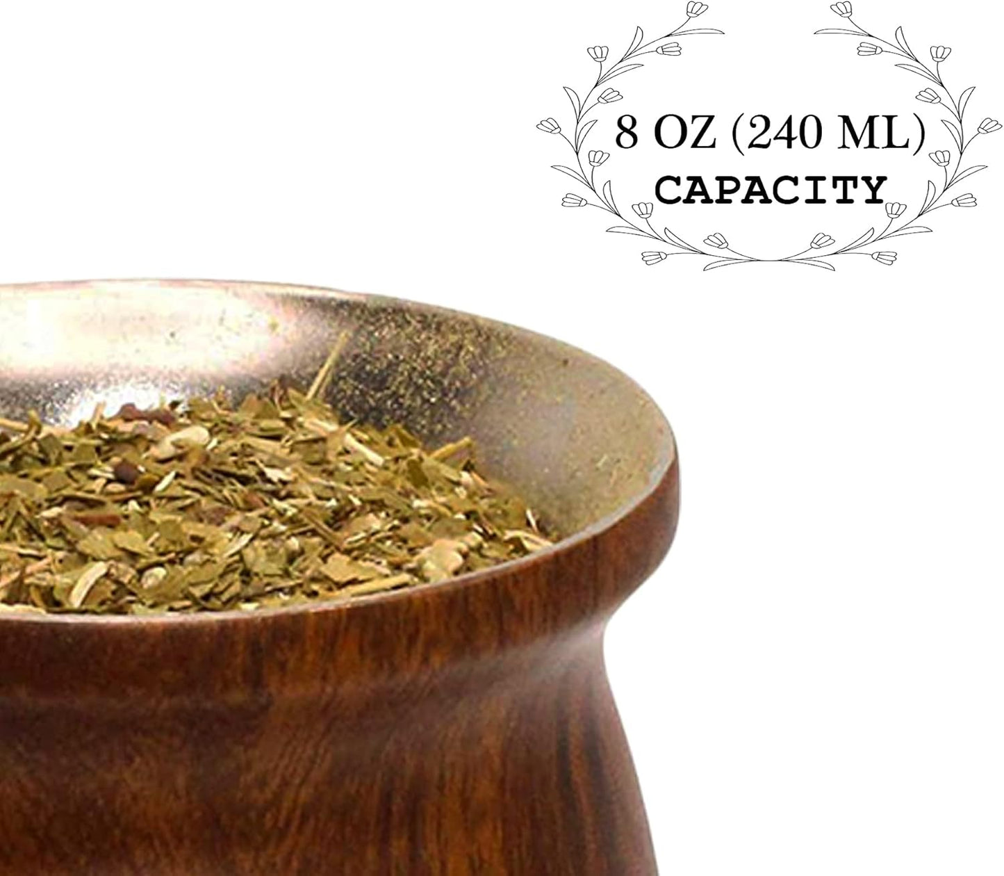 LA FEE Yerba Mate Natural Gourd/Tea Cup Set Brown (Original Traditional Mate Cup - 8 Ounces),Includes Yerba Mate Straw & Cleaning Brush,Stainless Steel | Double-Walled | Easy to Clean (Brown)