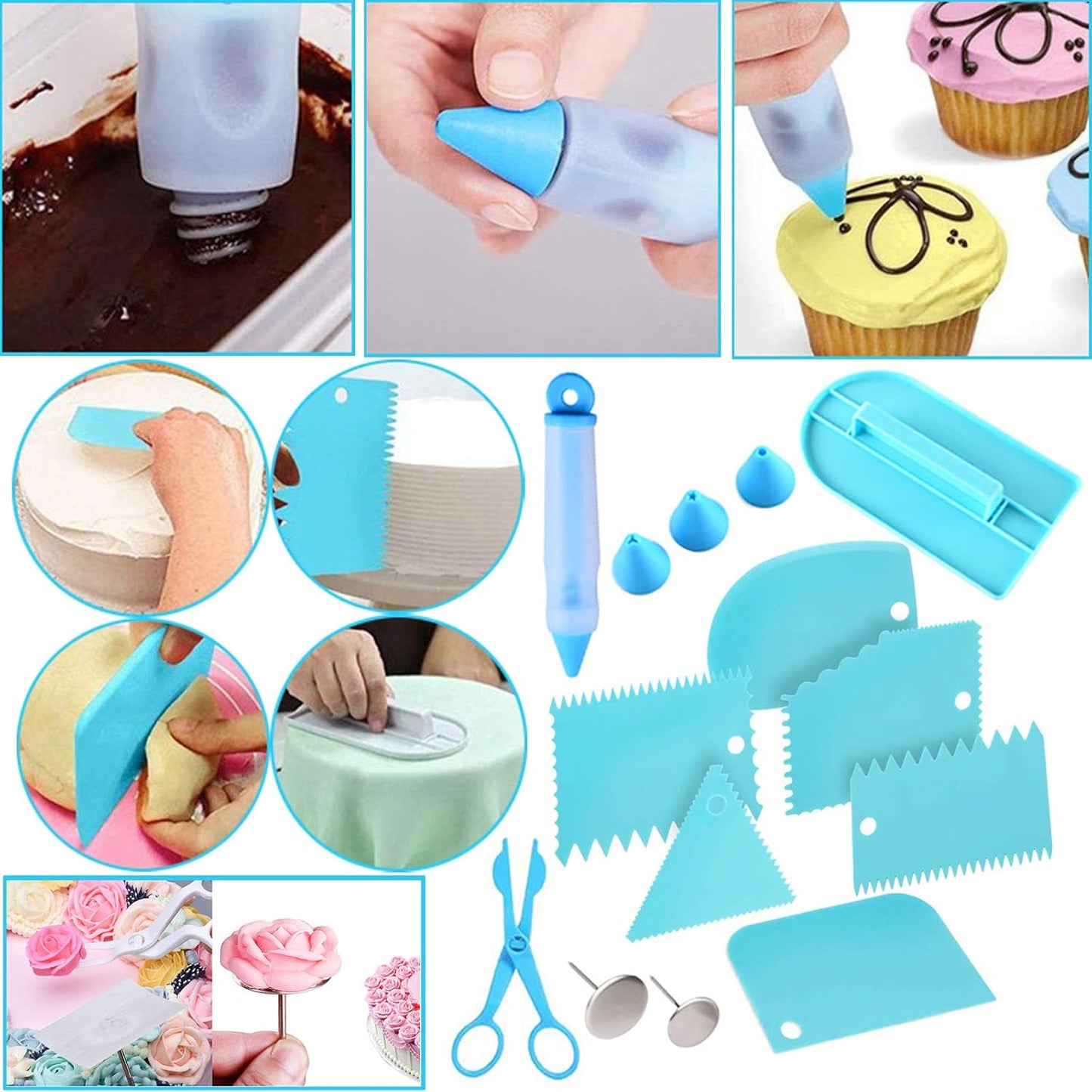 Cake Decorating Tools Supplies Kit - 368Pcs Baking Supplies with Storage Case for Beginners - Icing Piping Bags and Tips Set For Cookies, Cupcake & Cake Frosting Fondant Decorating