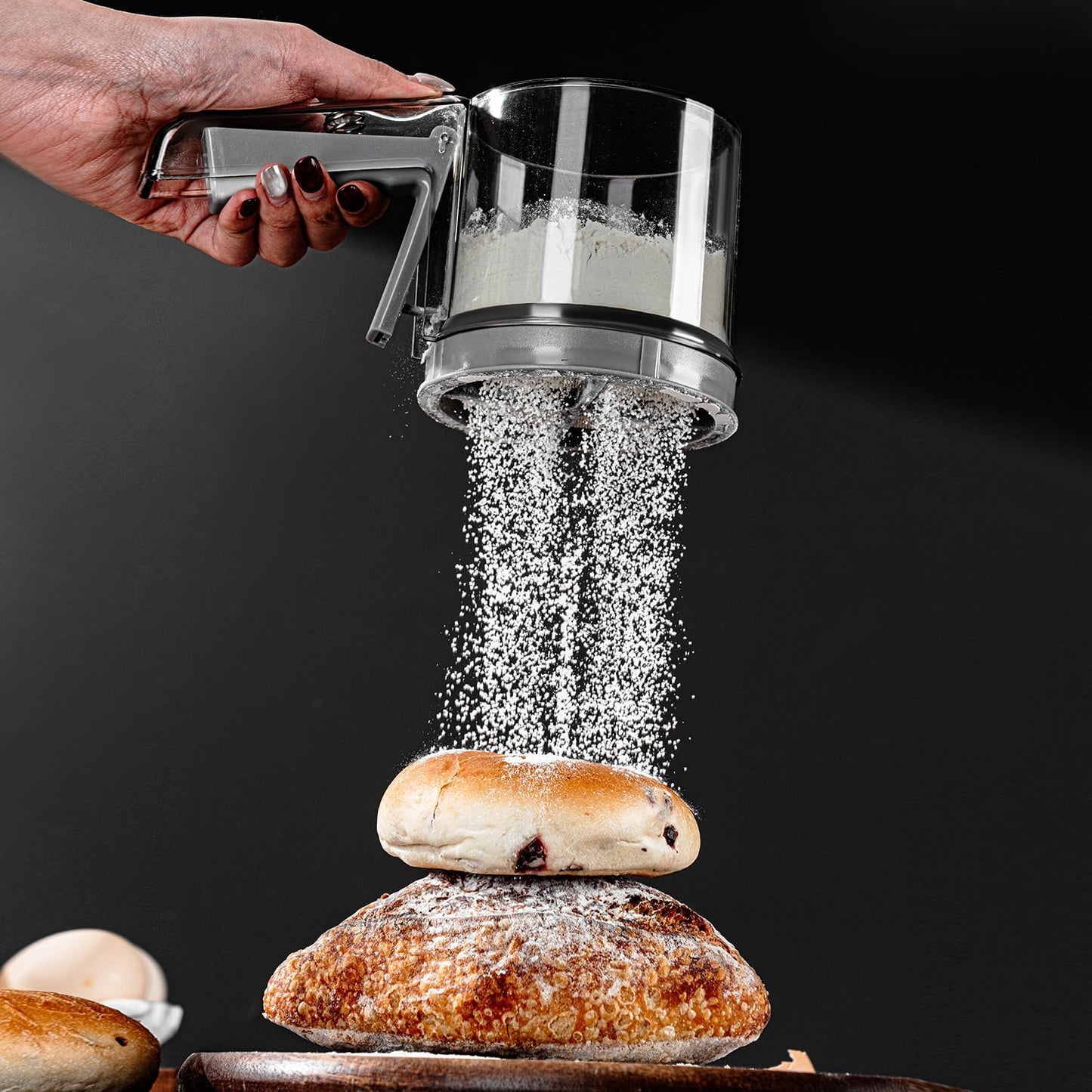 3 Cup Flour Sifter, Sifter for Baking Sifter Handheld Baking Sieve Food-Grade Double-Filter Stainless Steel Flour Sifter Non-Rust Sifter used for Rapid Screening of Flour Apricot Flour Sugar Powder