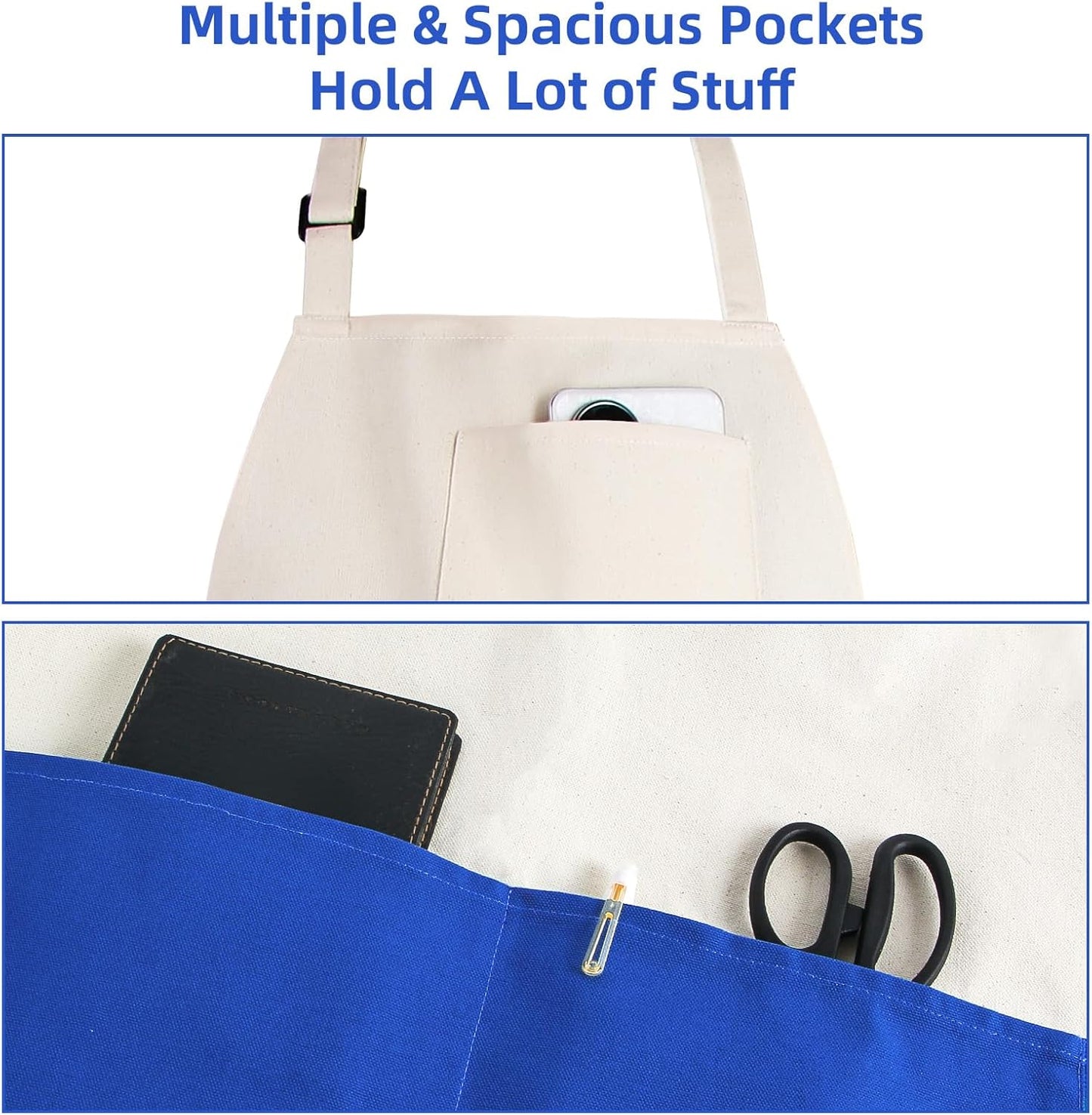 Chef Apron Unisex Two-Tone Professional Kitchen Bib Apron with 2 Pockets Cooking, Grilling, and Baking Gift