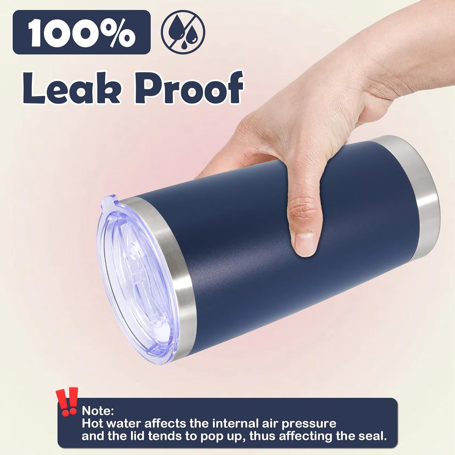 20oz Tumbler Bulk Stainless Steel Tumbler Cup with Lid Vacuum Insulated Double Wall Travel Mug, Durable Powder Coated Travel Coffee Tumbler Mug for Hot & Cold Drinks, Navy,8 Pack