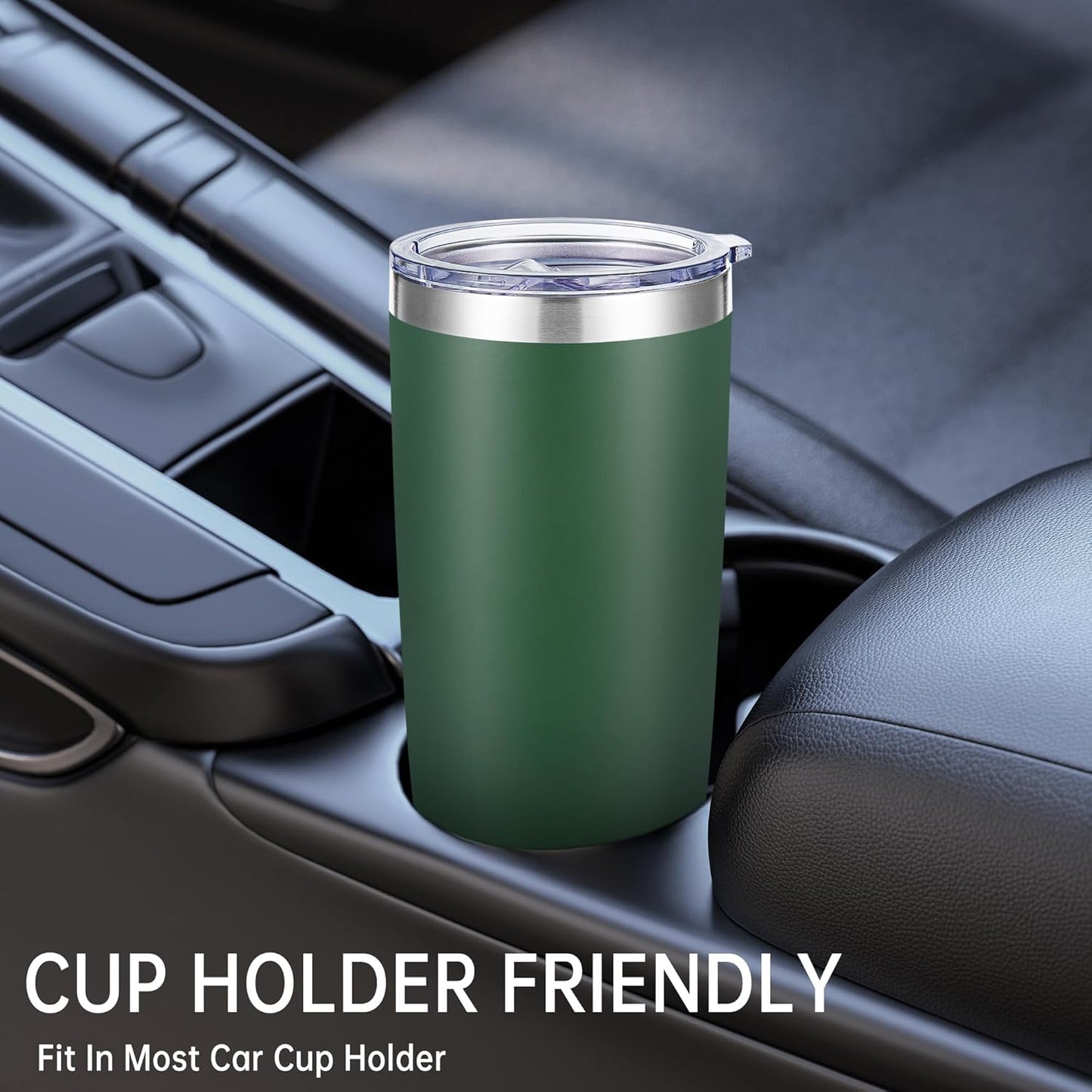 20 oz Tumblers Bulk Stainless Steel Tumbler with Lid Double Wall Vacuum Insulated Coffee Mug 20oz Powder Coated Cup for Hot and Cold Drinks, Dark Green, 6 pack