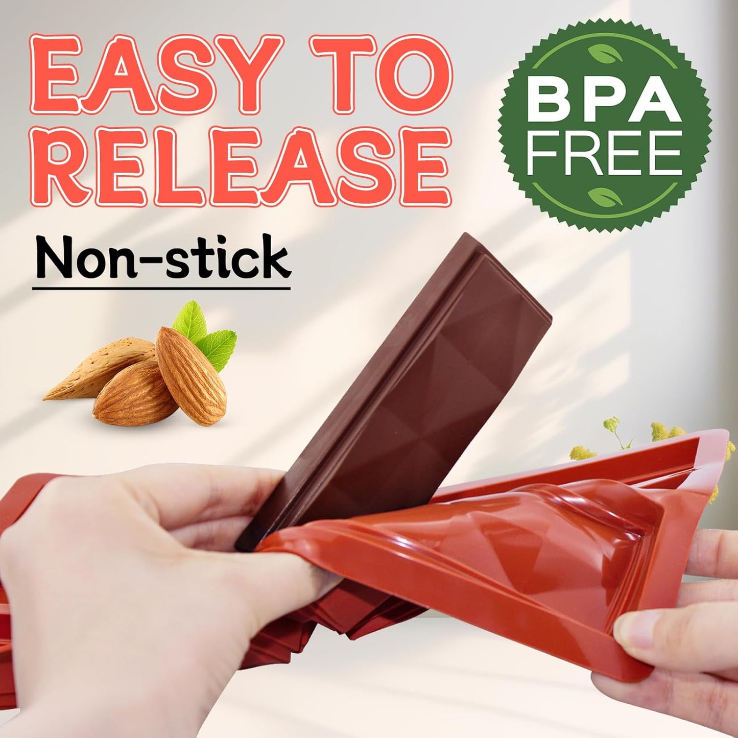 Chocolate Bar Molds Mini Non Stick 2 Pack,Thick Food Silicone Mold for Stuffed Candy Dubai Knafeh Pistachio Granola Bar and Pastry Snacks