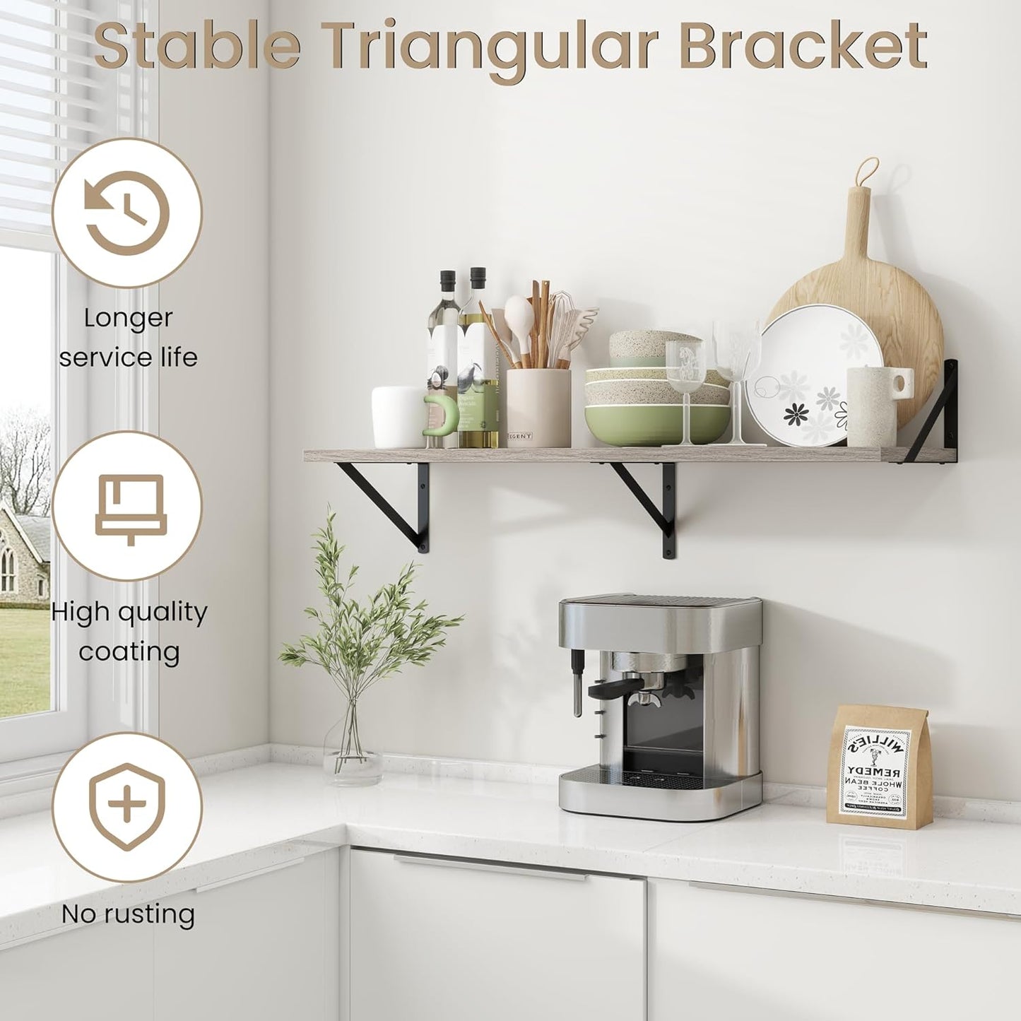 Dreamland Deep Floating Shelves for Wall, Grey Wood Wall Mounted Shelves, Large Floating Shelf 12 * 36 inch Set of 2 for Bookshelf Living Room Bedroom Home Office Bathroom