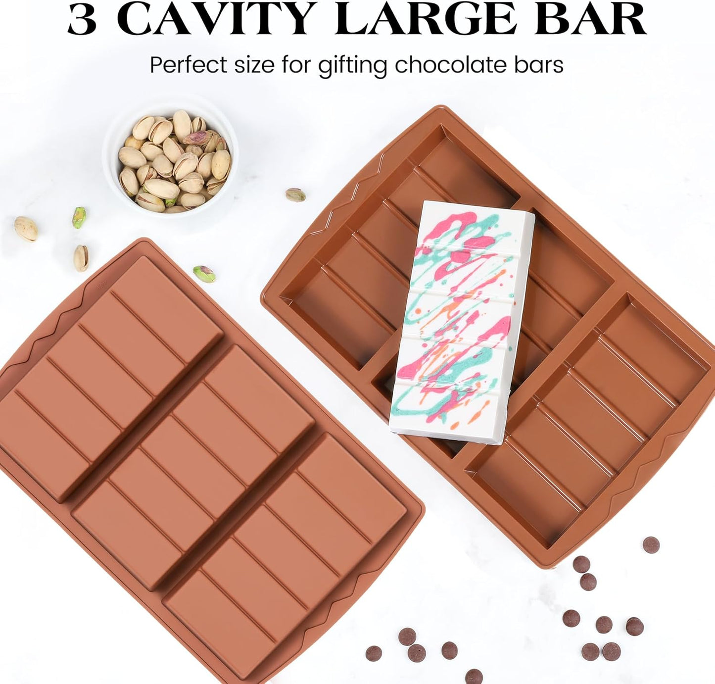1 Pc Chocolate Bar Mold Deep Large Chocolate Molds Silicone Break Apart Thick Silicone Molds for Candy Bar (5 Snap)