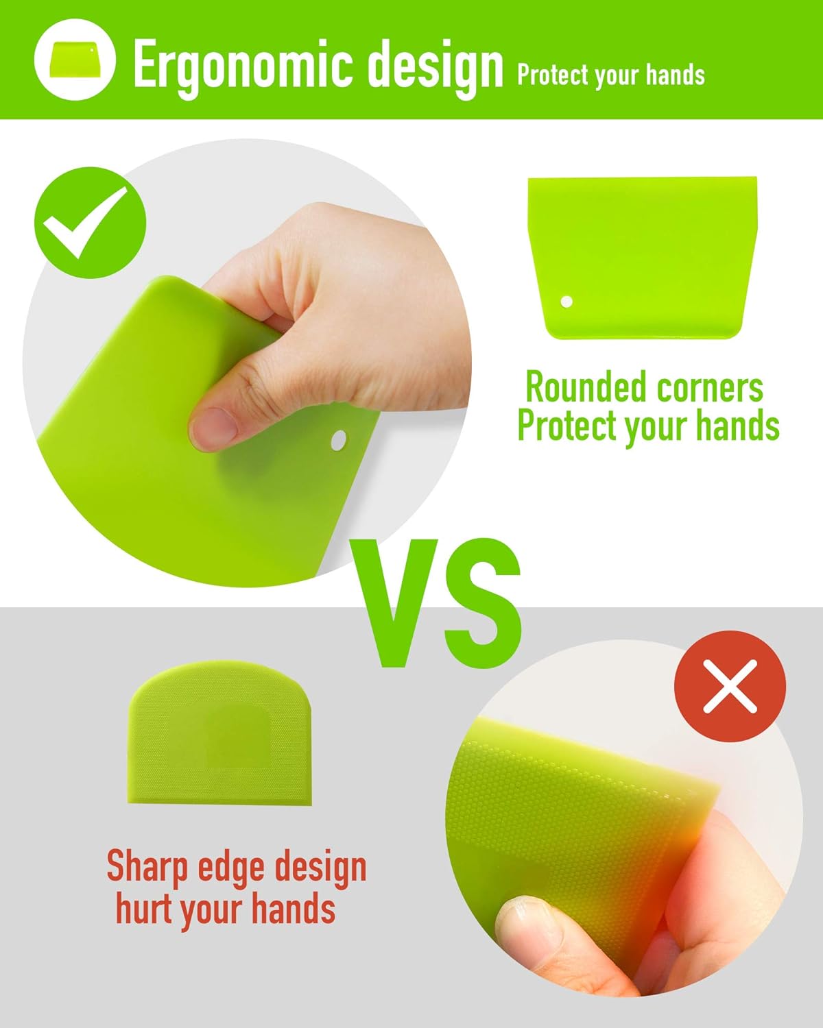 (2PCS) Dough Scraper Bowl Scraper ,Food safe Plastic Dough Cutter, Flexible Plastic Scraper Practical Bench Scraper Multipurpose Food Scrappers for Bread Dough Cake Fondant Icing