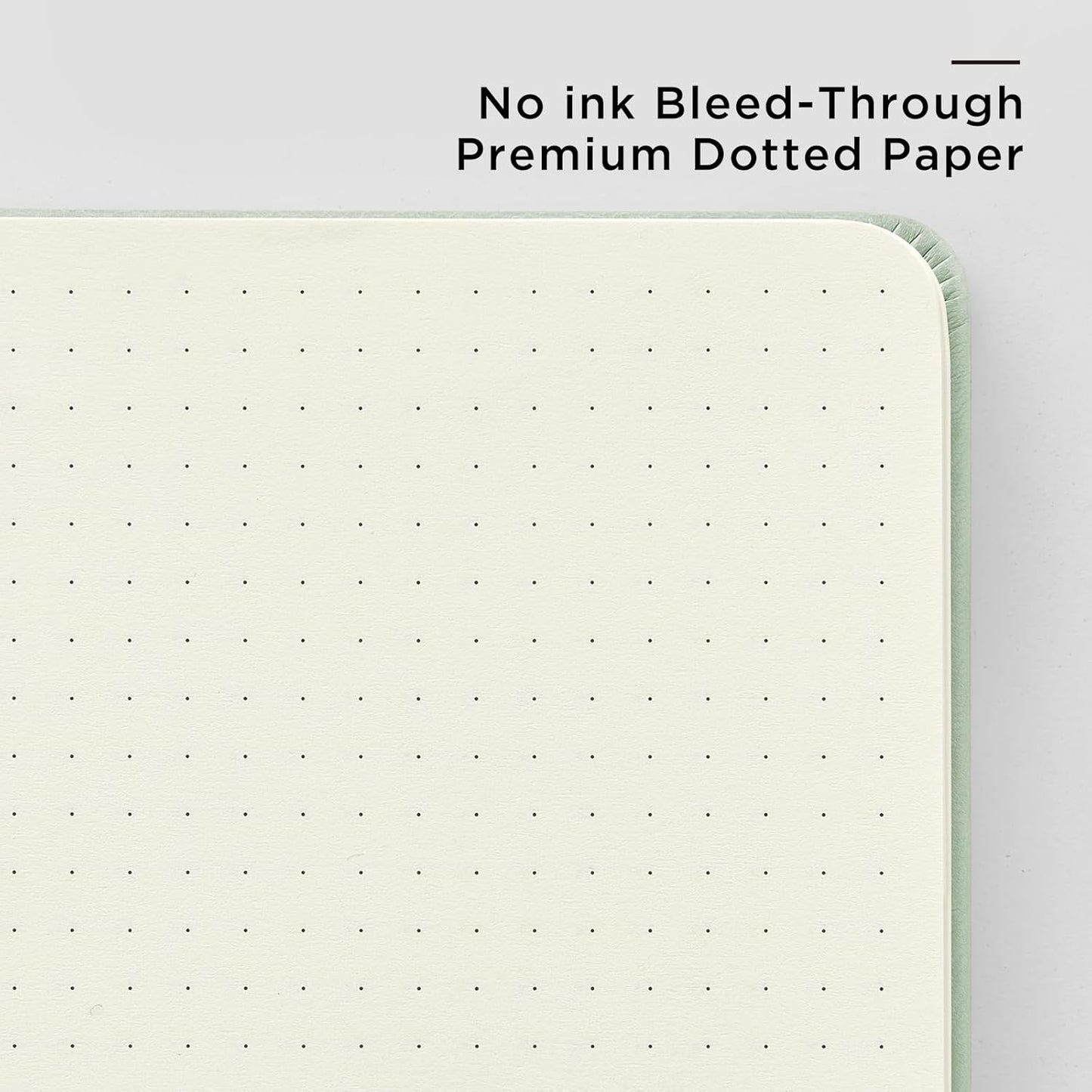&And Per Se Dotted Journal Notebook, A5 Hardcover Leather Bullet Dotted Journal, 160 Pages 100 gsm Thick Dotted Paper,3 Sheets of Stickers Included - 5.7'' x 8'' (Pastel green)
