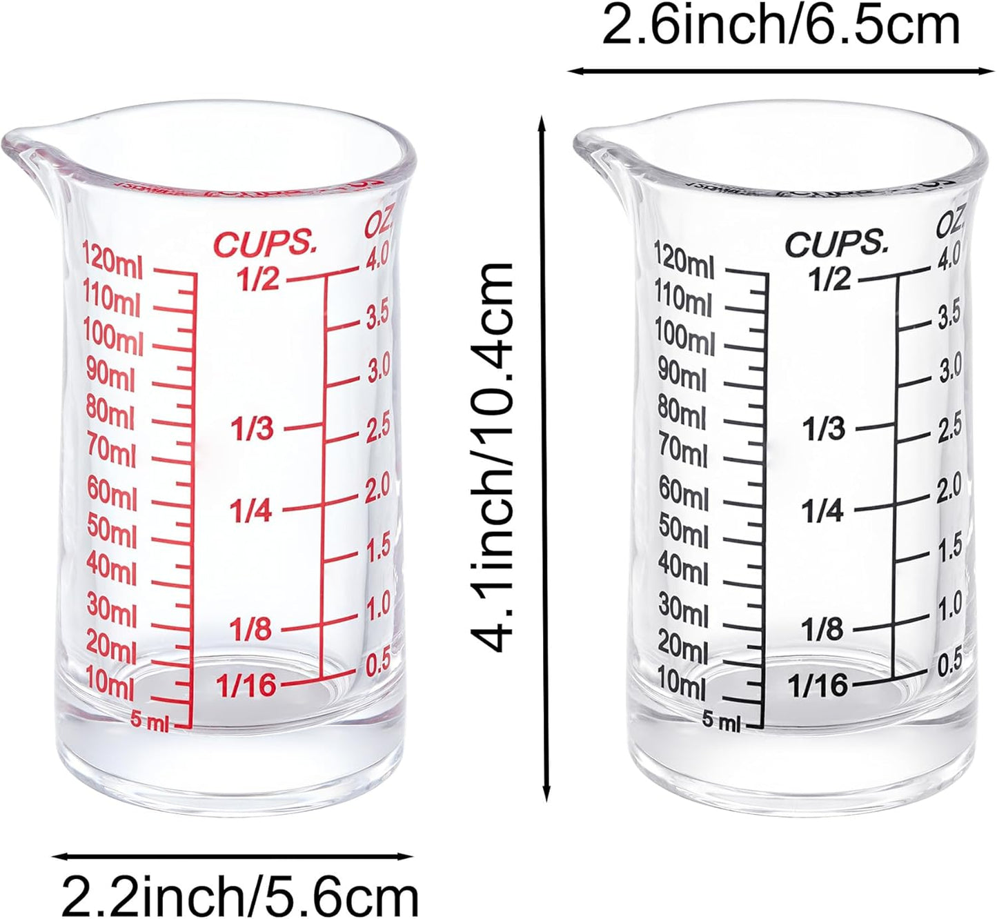 Ackers 4oz Glass Measuring Cup – Shot Glass with Ounce,Ml,Cups Markings for Kitchen & Bar(Pack of 2)