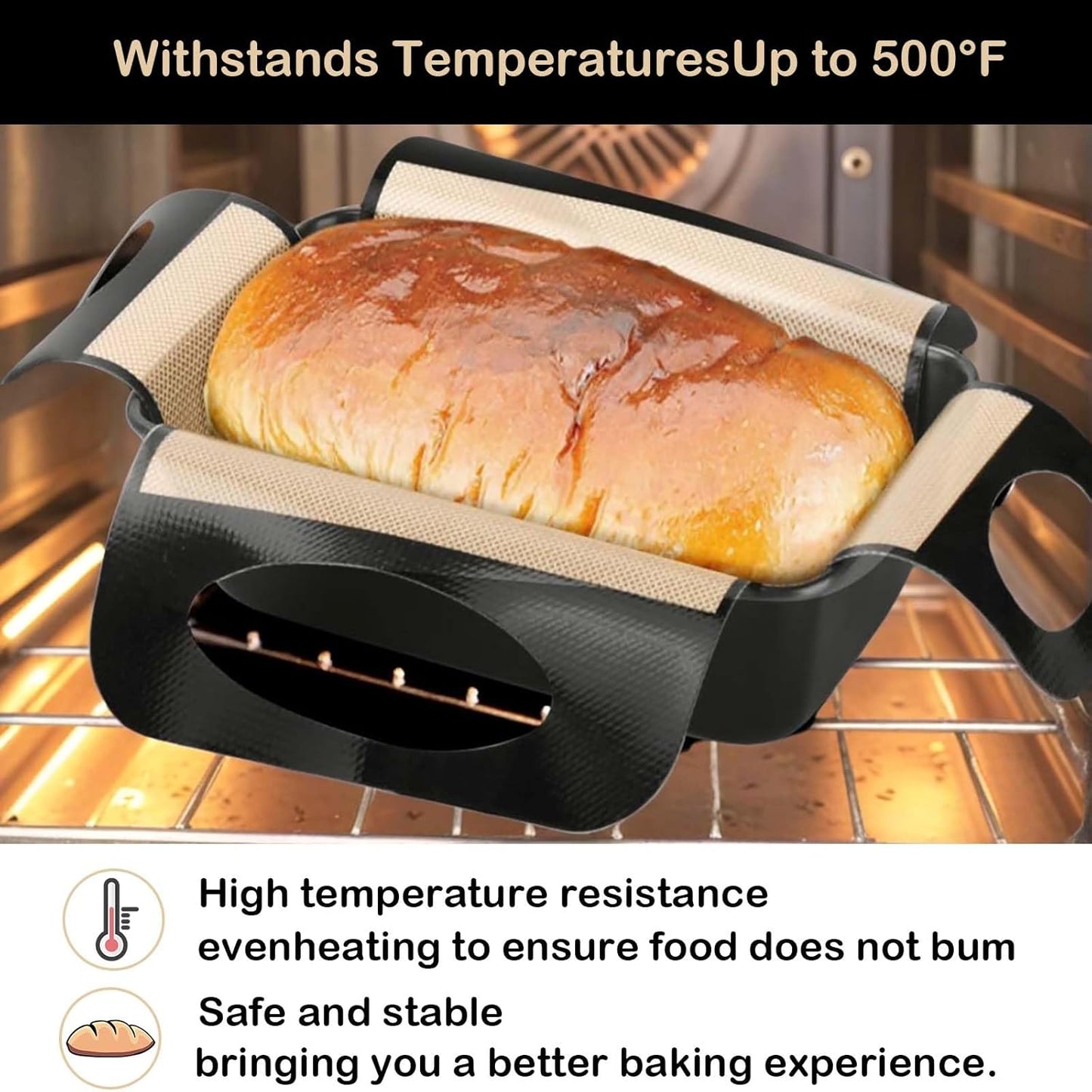 2Pcs Reusable Silicone Bread Loaf Pan Liner Food-Grade Silicone Bread Sling, Loaf Pan Lifters,Bread Mat-Non-stick Mat Easy Clean Sourdough Transfer Tool with 4 Handles Fits 9x5 Or 1.5lb Loaf Pans