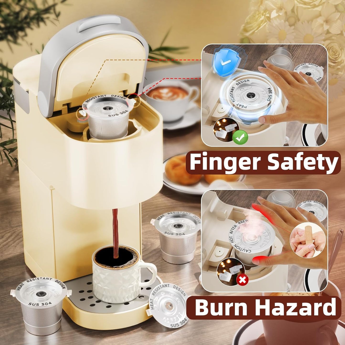 2 Pack Reusable K Cups Coffee Pods for Keurig 1.0: Stainless Steel Refillable K Cups - Reusable Coffee Filters for Keurig Coffee Machine, BPA-Free, SUS 304, Scoop, Heat Resistant Handles