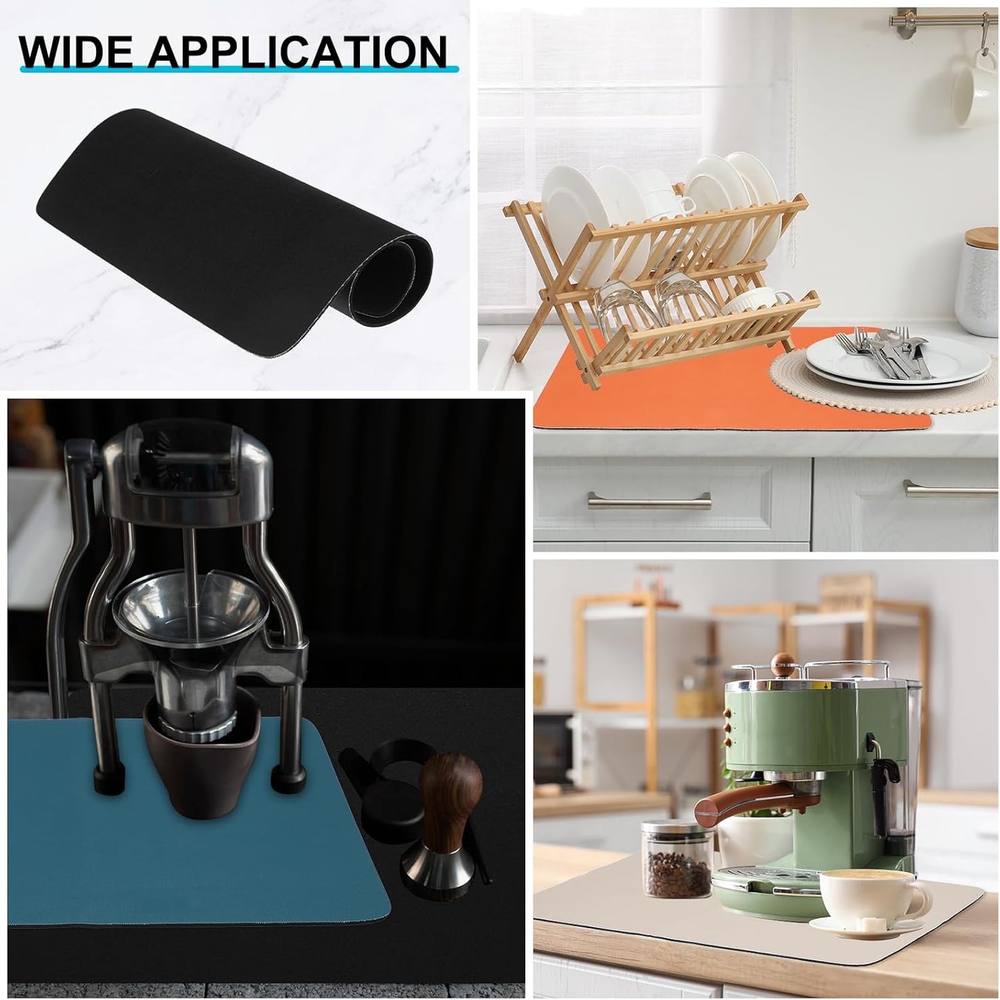 uxcell Silicone Mats for Kitchen Counter, 15.7" x 11.8" Non-Slip Countertop Protector Mat Heat Resistant Coffee Mat Waterproof Table Placemat, Black