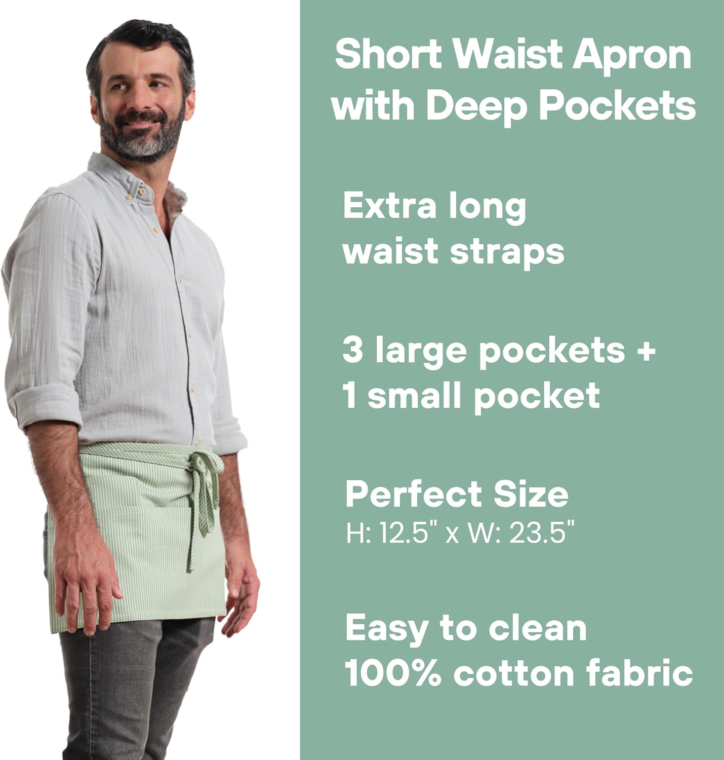 MEEMA Waist Apron with 3 Pockets | Waitress Apron | Waitress Apron with Pockets | Half Aprons With Pockets | Server Aprons Women