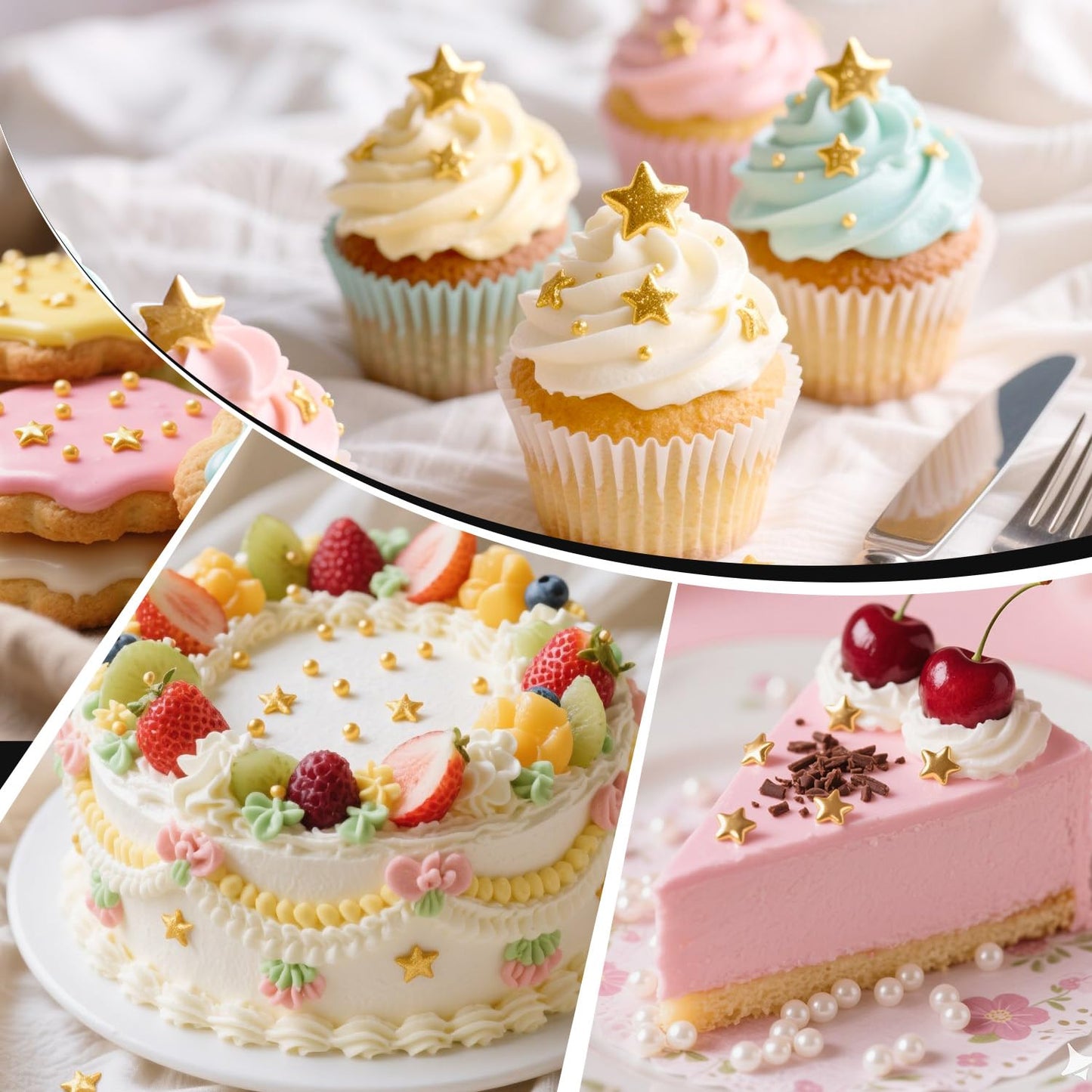 Gold Star Sprinkles for Cake Decorating, Edible Star Sugar Candy, Mix Size, Baking For Cupcakes, Decorating, Cookies, Donuts, Wedding Party, Holiday, 150g/5.29oz