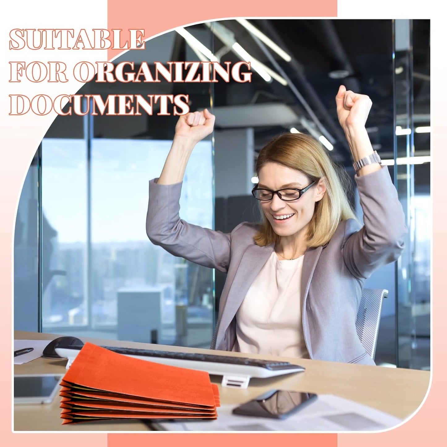 12 Pcs Classification Folders Letter Size Bulk - 2 Dividers Pressboard File Folder with 3. 5 Inch Expansion, 2 Prongs Fastener, Heavy Duty Office File Organizer for Teacher Medical (Orange)