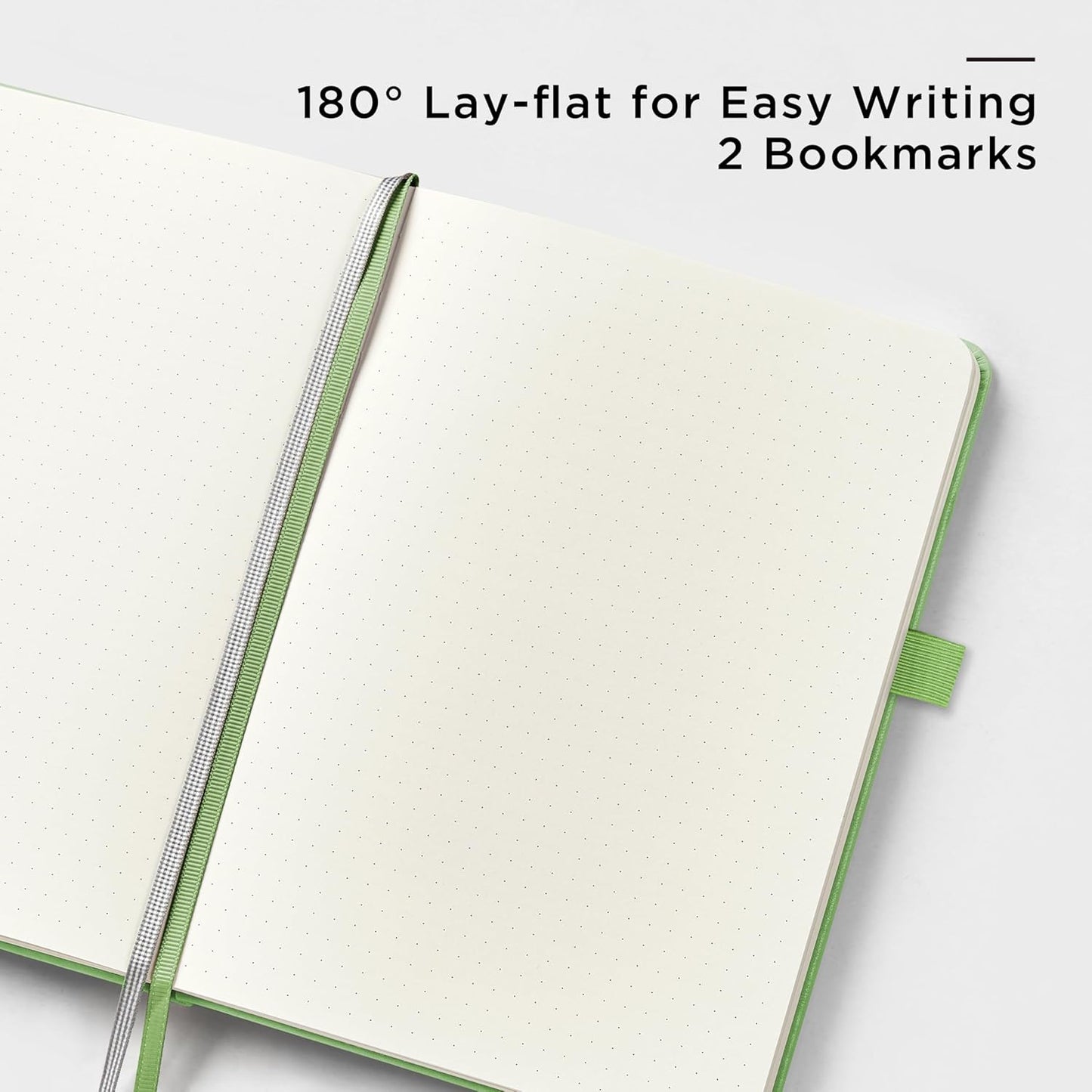 &And Per Se Dotted Journal Notebook, A5 Hardcover Leather Bullet Dotted Journal, 160 Pages 100 gsm Thick Dotted Paper,3 Sheets of Stickers Included - 5.7'' x 8'' (Pastel green)