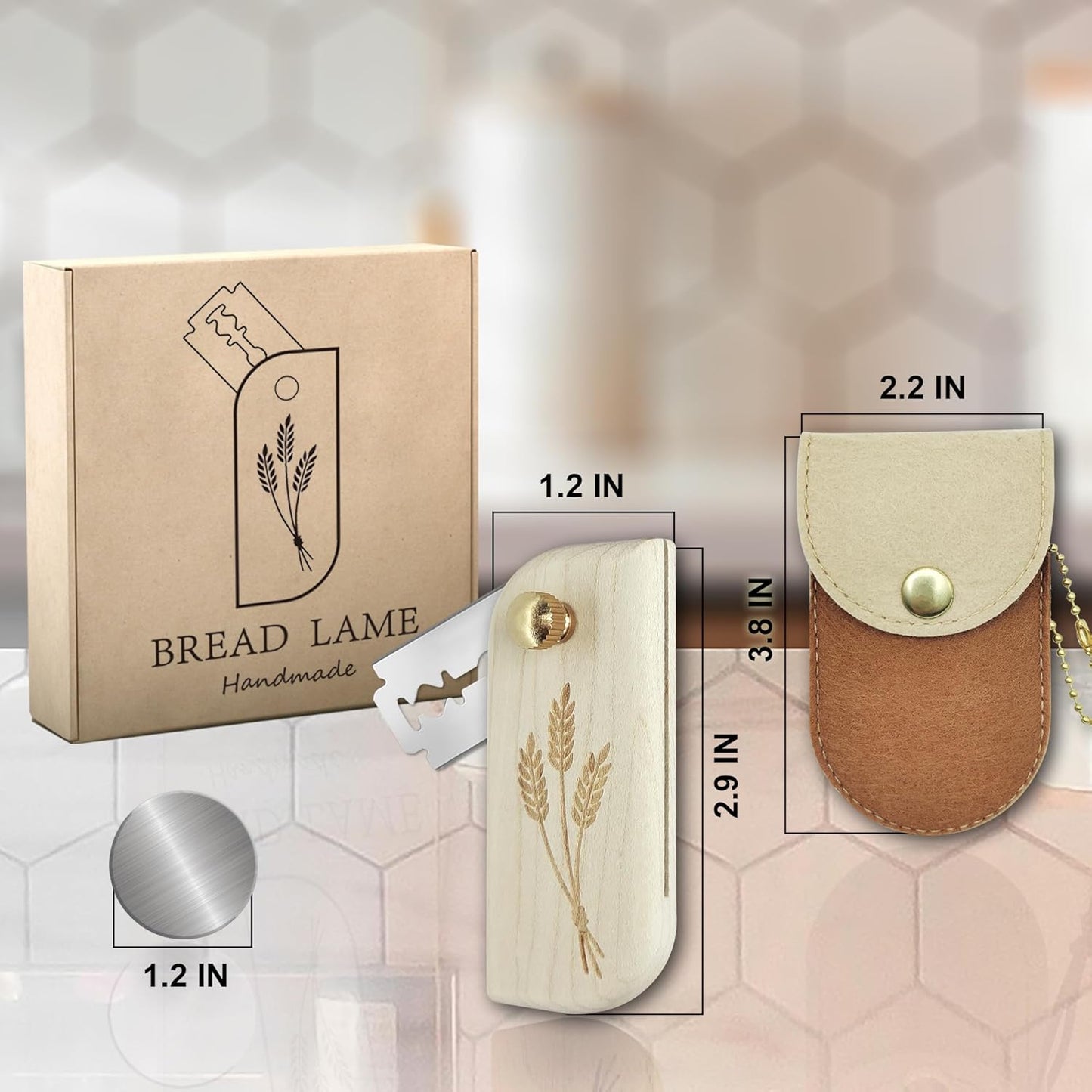 Magnetic Bread Lame Sourdough Scoring Tool Easy Scoring Knife for Bread Baking Scorer Cutter for Homemade Slashing with 10 Razor Blades - Storage Bag Included - Ergonomic Handle - Maple