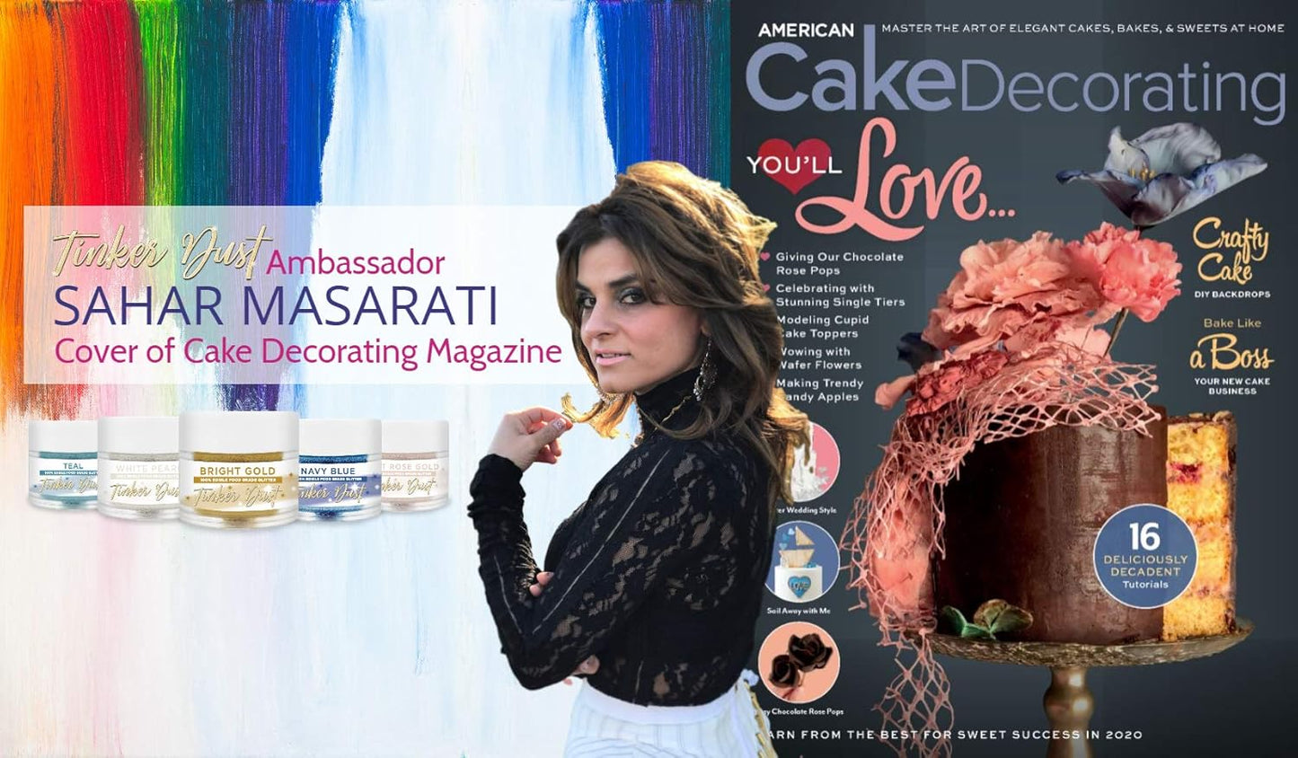 BAKELL Classic Green Edible Glitter, 25 Grams | TINKER DUST Edible Glitter | KOSHER Certified | 100% Edible Glitter | Cakes, Cupcakes, Cake Pops, Drinks, Dessert Vegan Glitter & Dusts (25g, Classic Green)