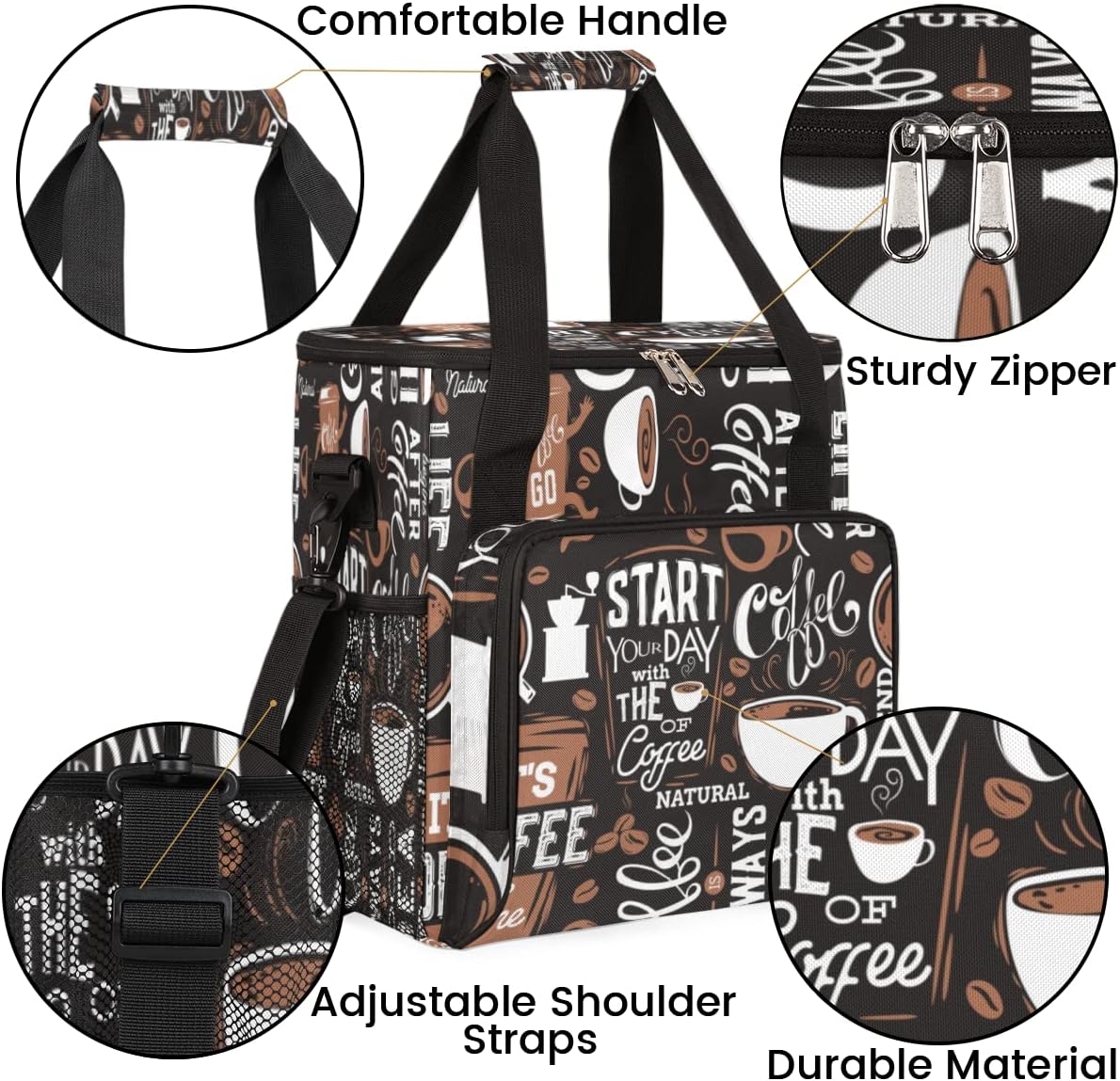 cfpolar Coffee Maker Storage Bag, Waterproof Travel Carrying Storage Tote Bag Organizer Case, Compatible with K-Mini or K-Mini Plus, And Suitable for Other Accessories, With Pockets for K-Cup Pods