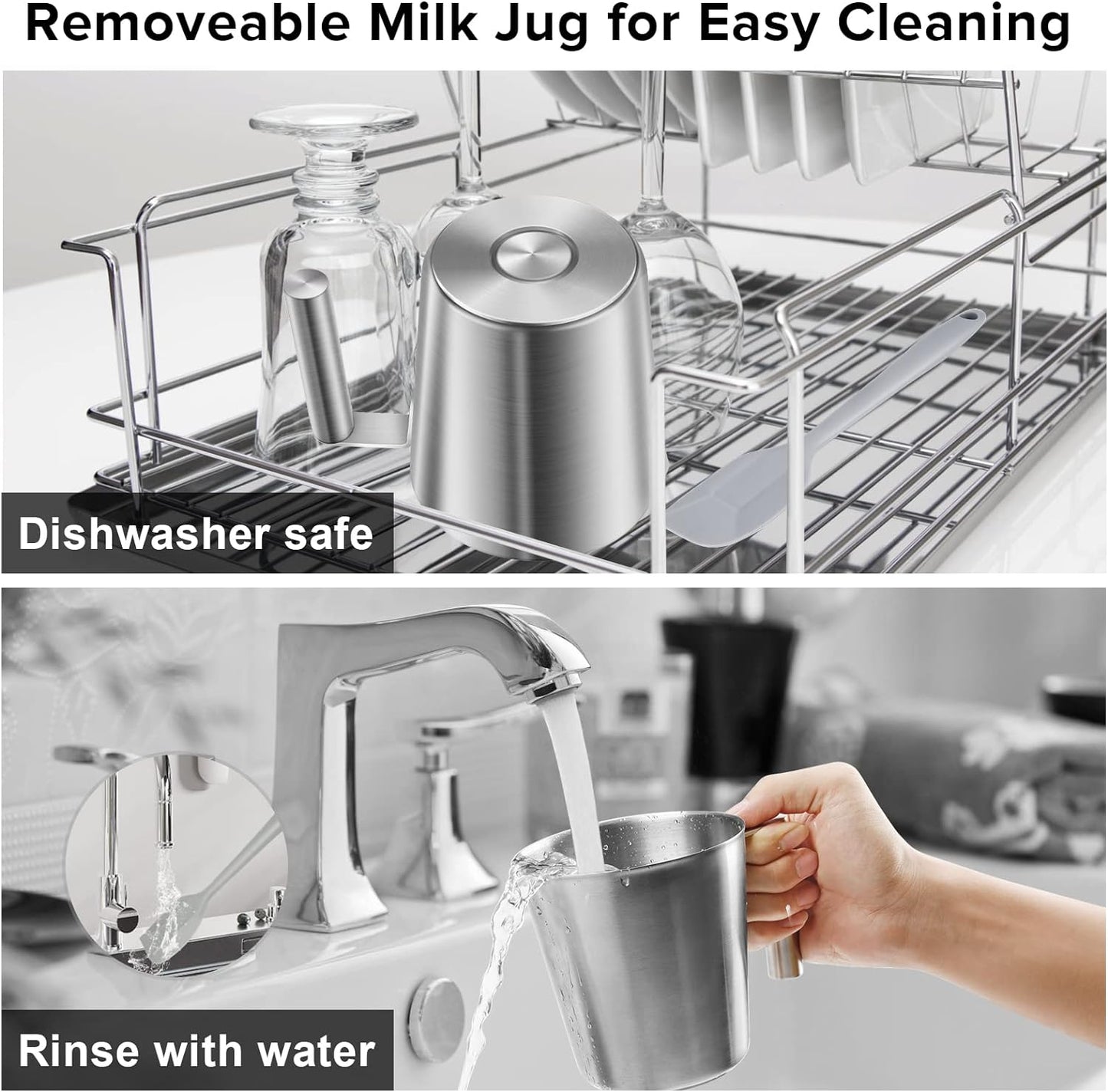 Secura 17oz Detachable Milk Frother and Steamer, Stainless Steel Electric Hot/Cold Foam Maker for Lattes, Cappuccinos & Hot Chocolate, Upgraded 2-in-1 Whisks, Non-Stick & Teflon-Free Design