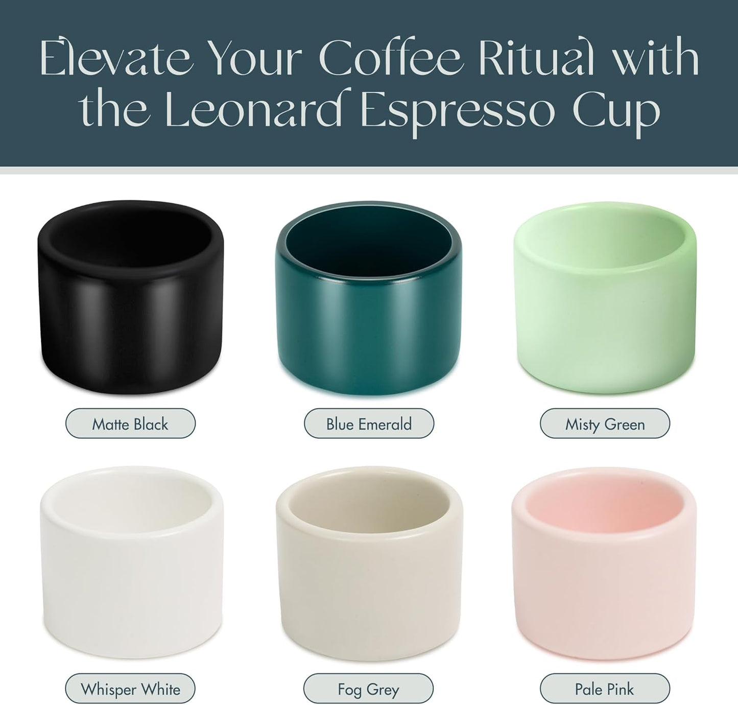 Folk Ceramics Leonard Ceramic Espresso Cups | Modern Stackable Demitasse Mugs for Espresso | Thick Walled, Handleless, Durable, Dishwasher & Microwave Safe | Set of 2, 3oz | Pale Pink