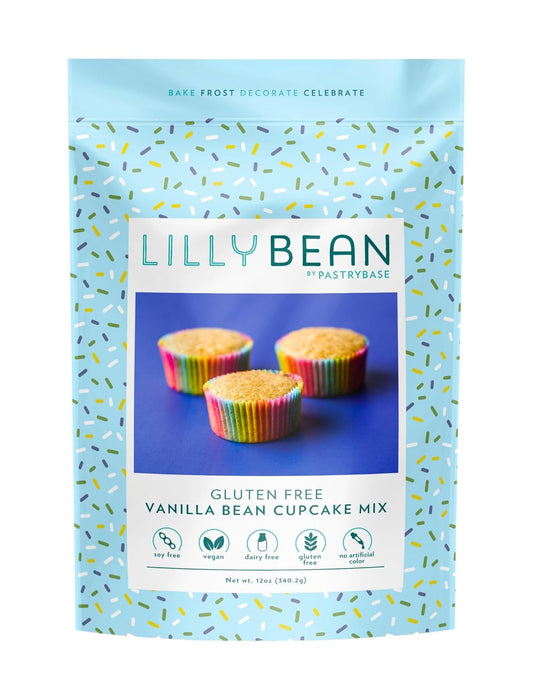 LillyBean Gluten Free Vanilla Bean Cake and Cupcake Mix with No Artificial Colors - Dairy and Soy Free, Vegan - Makes Delicious Desserts - Cakes, Donuts, Cake Pops - 12 oz