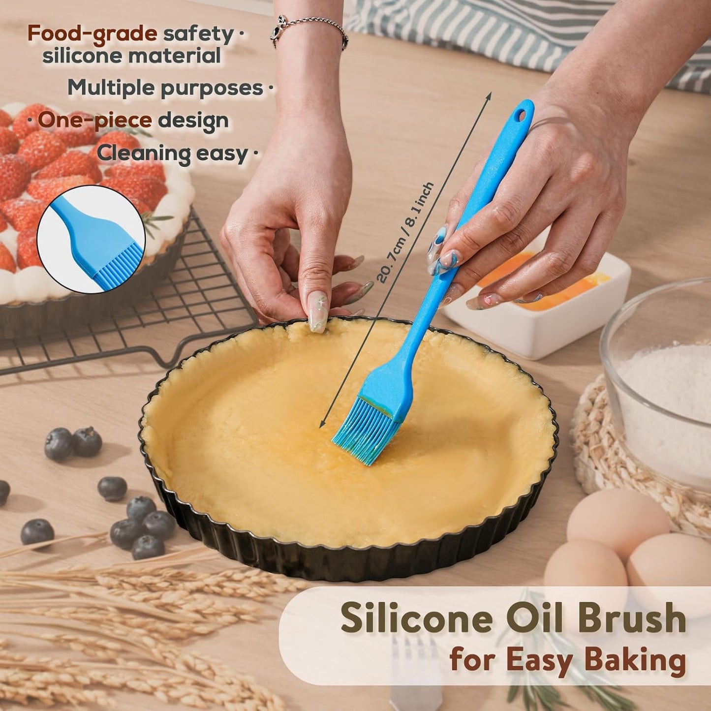 Sturdy Nonstick Tart Pan 9 inch Removable Bottom, Round Carbon Steel Quiche Pan for Baking, Heavy Duty Tart Mold loose for Pie, Mousse Cakes,Fruit and Desserts