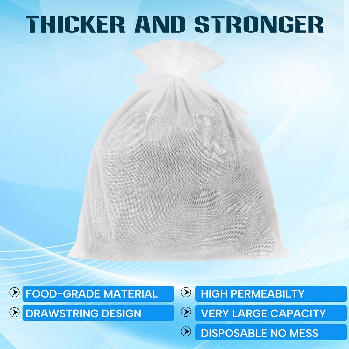 100 Piese Cold Brew Coffee Filters with Drawstring, 20" X 20" Commercial Cold Brew Bags for Commercial Model Cold Brew Coffee Makers and 5 Gallon Commercial Systems, Brew Up To 5 LBS Coffee