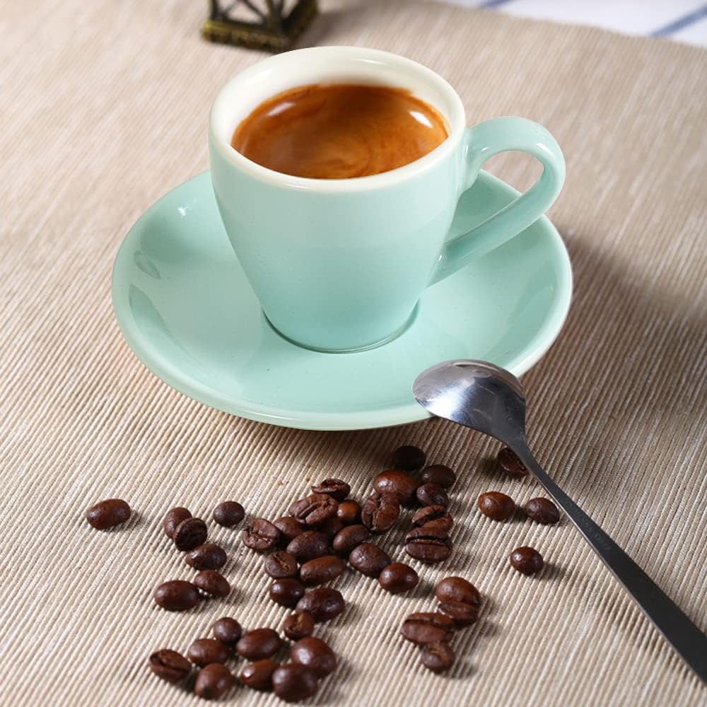 Porcelain Espresso Cup with Saucer, Espresso shot Cup, 80ml/2.7Oz, Blue