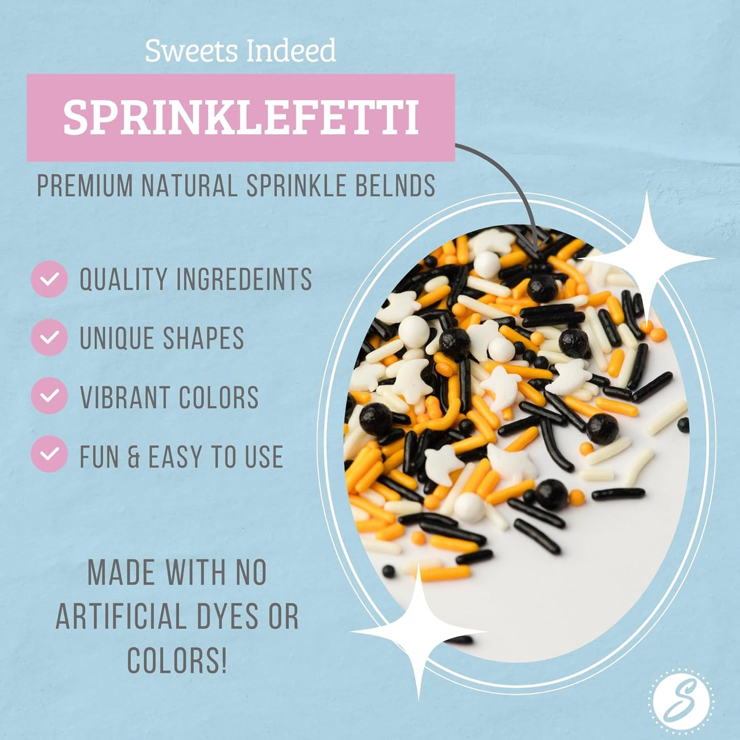 Sweets Indeed Natural Dye Free Halloween Sprinkles, Edible Sprinkle Mix, Perfect for Cake Decorations, Baking, Ice Cream, Cookies, Cupcake Topper (Natural Halloween Mix)