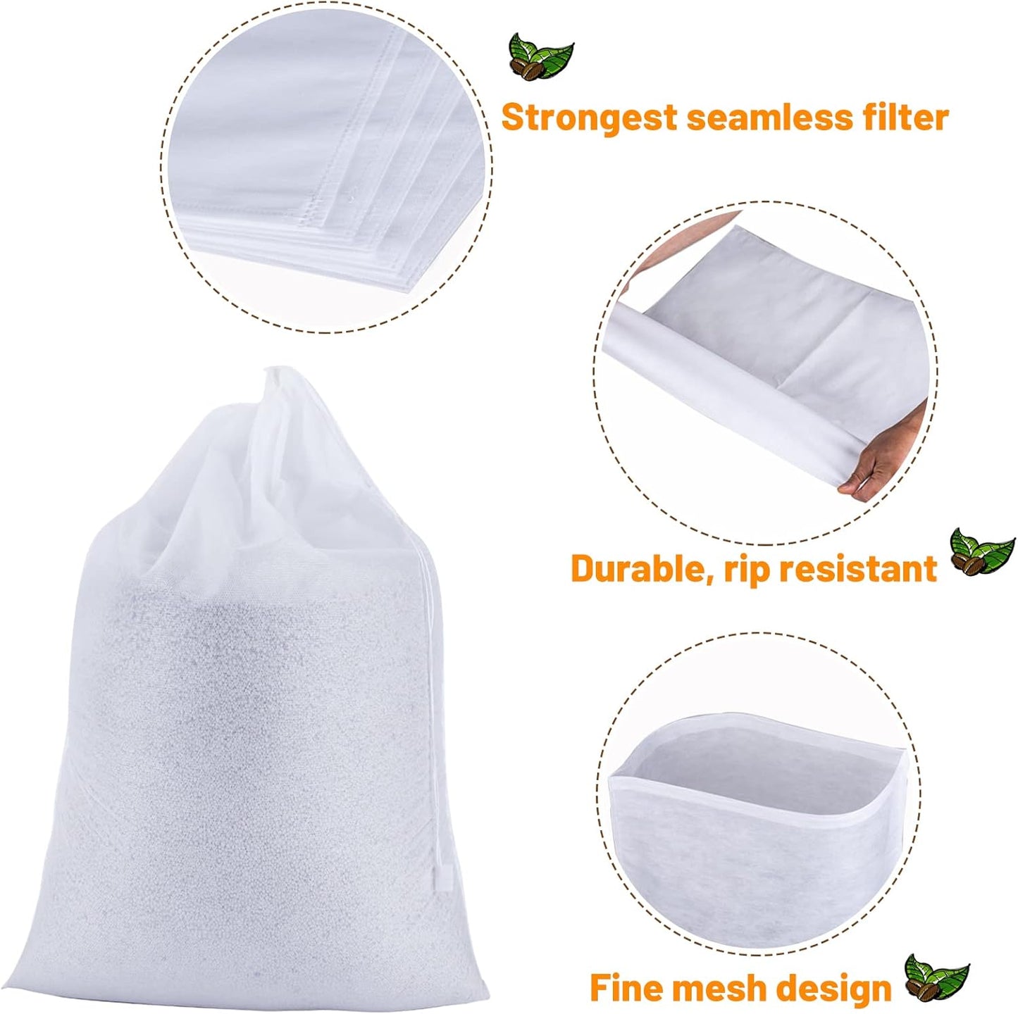 100 Pack Cold Brew Coffee Filters, 20" X 20" Commercial Cold Brew Filters, Filter Bag for Brew Up To 5 LBS Coffee, 5 Gallon Coffee Filter